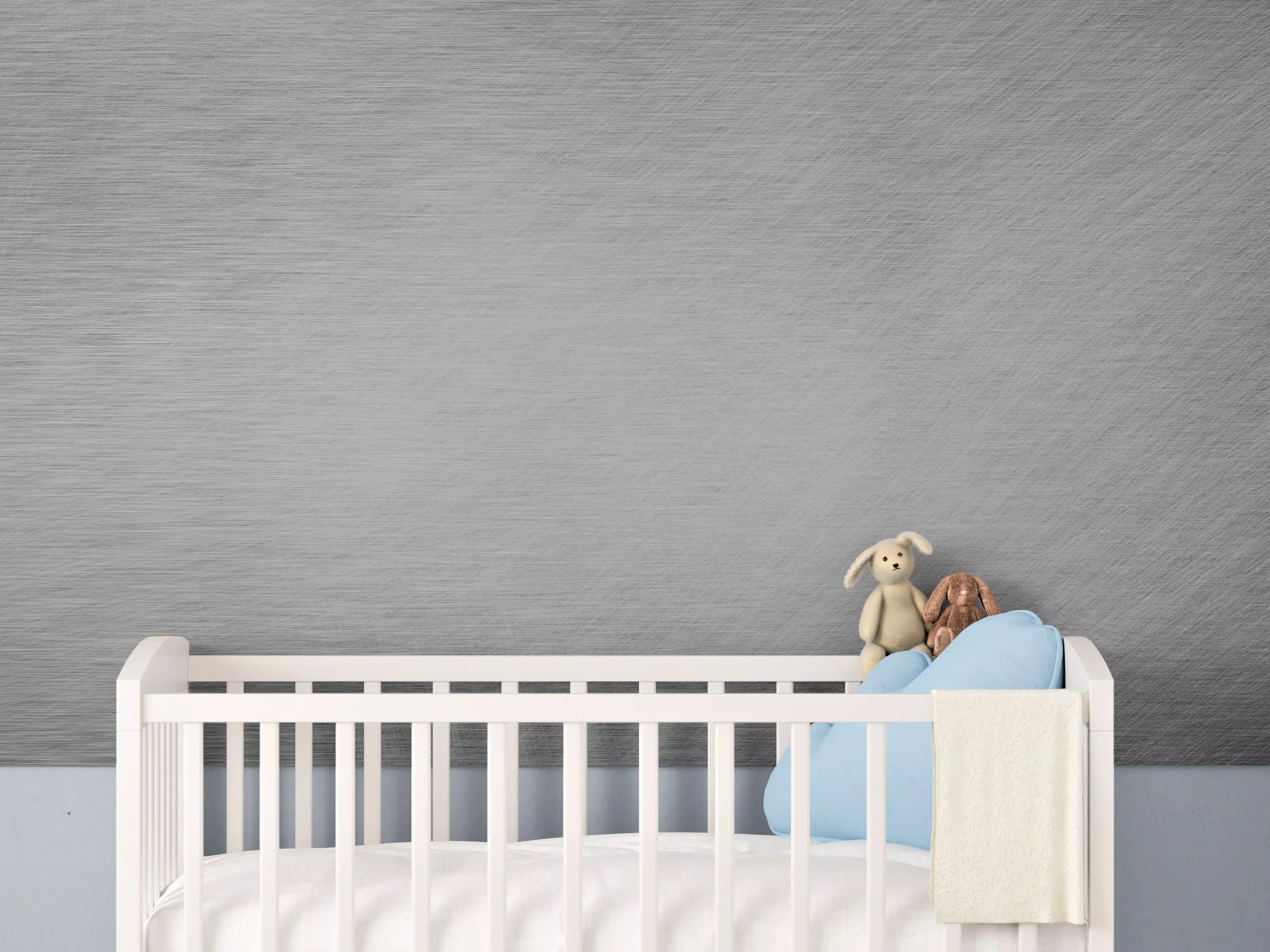 Babyzimmer Wandgestaltung - Gebürsteter Stahlblech Mix