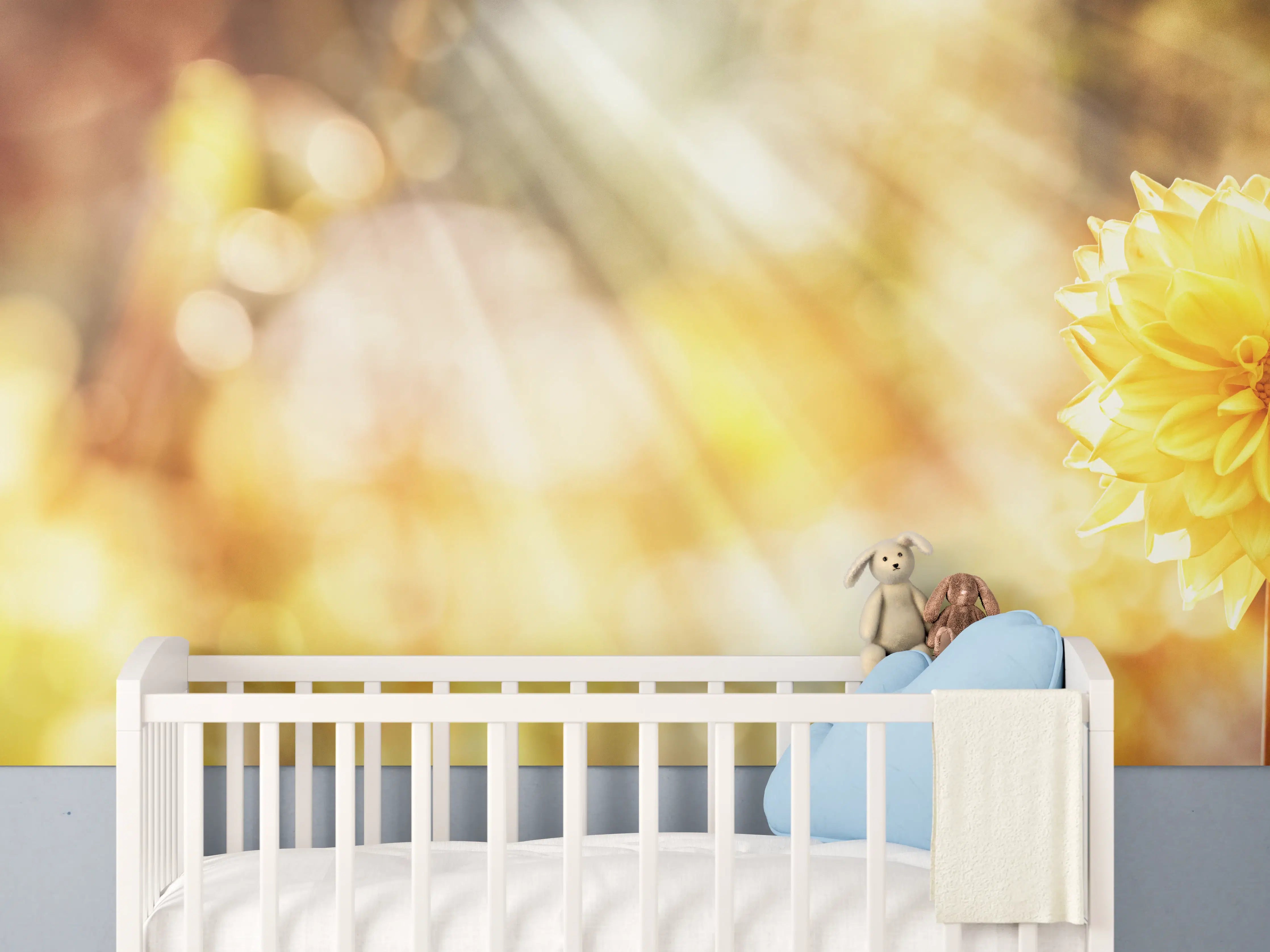Babyzimmer Wandgestaltung - Gelbe Dahlie