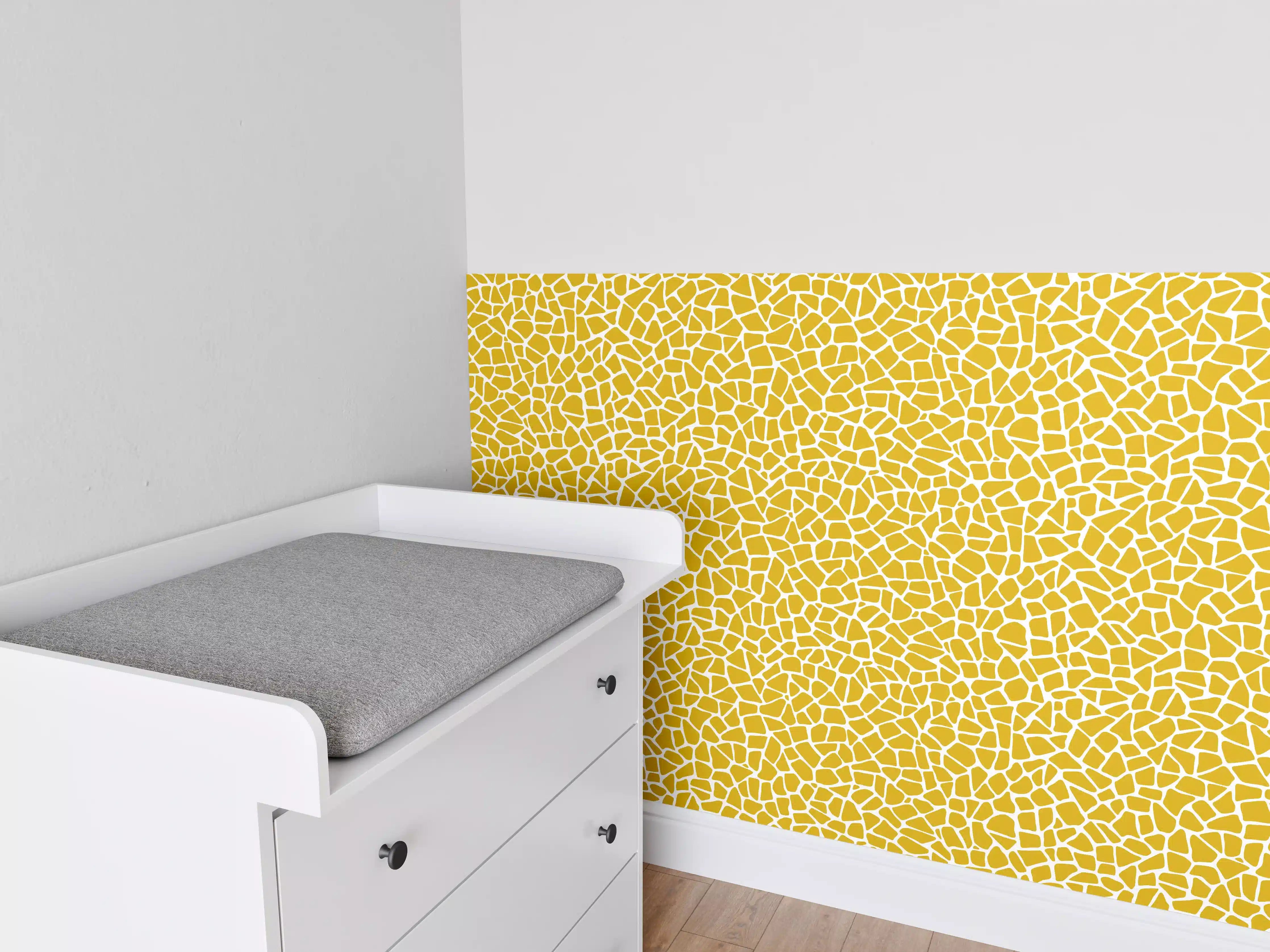 Babyzimmer Wandgestaltung - Gelbe Fliesenakzentwand