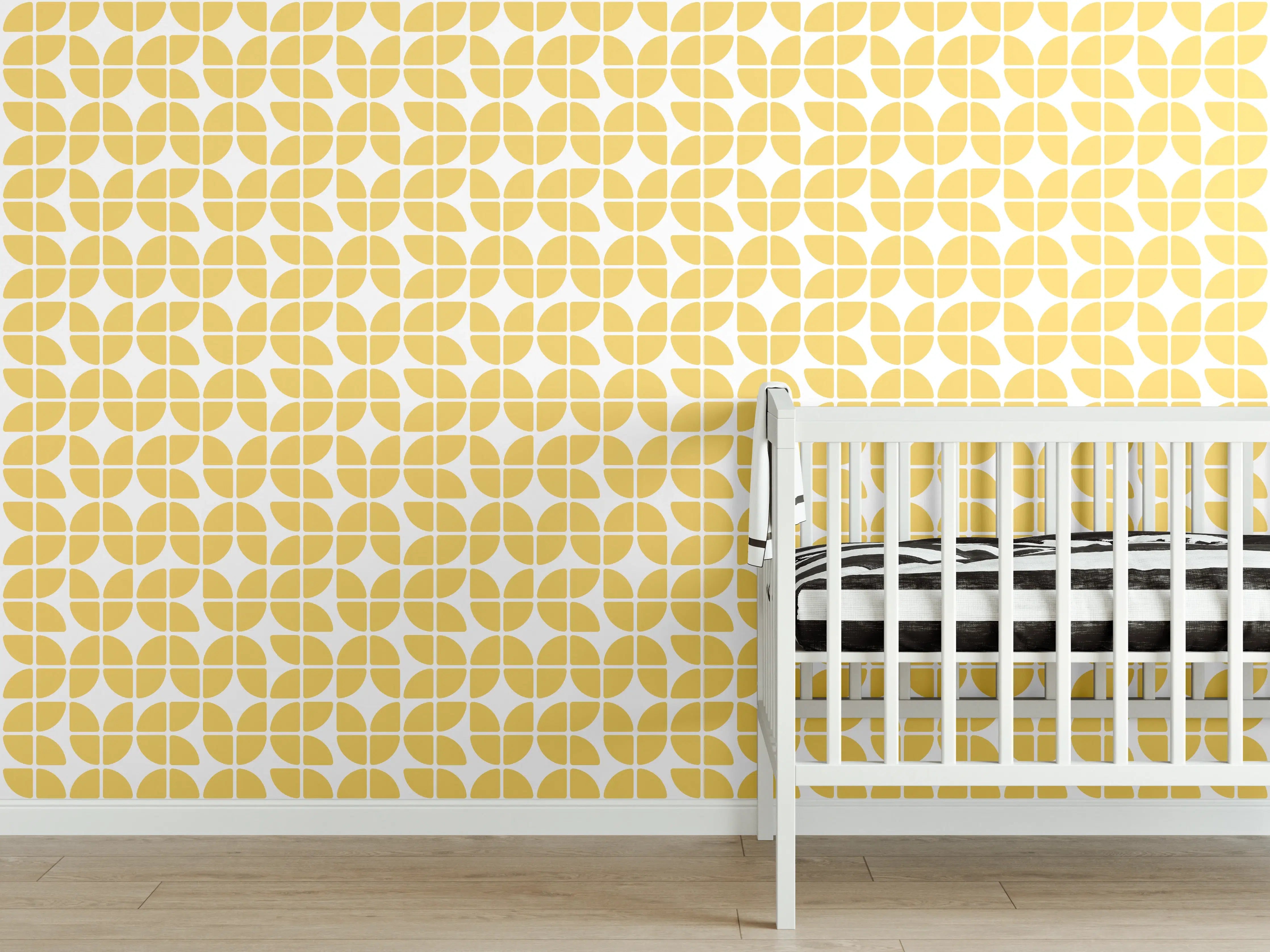 Babyzimmer Wandgestaltung - Gelbe Musterfliese