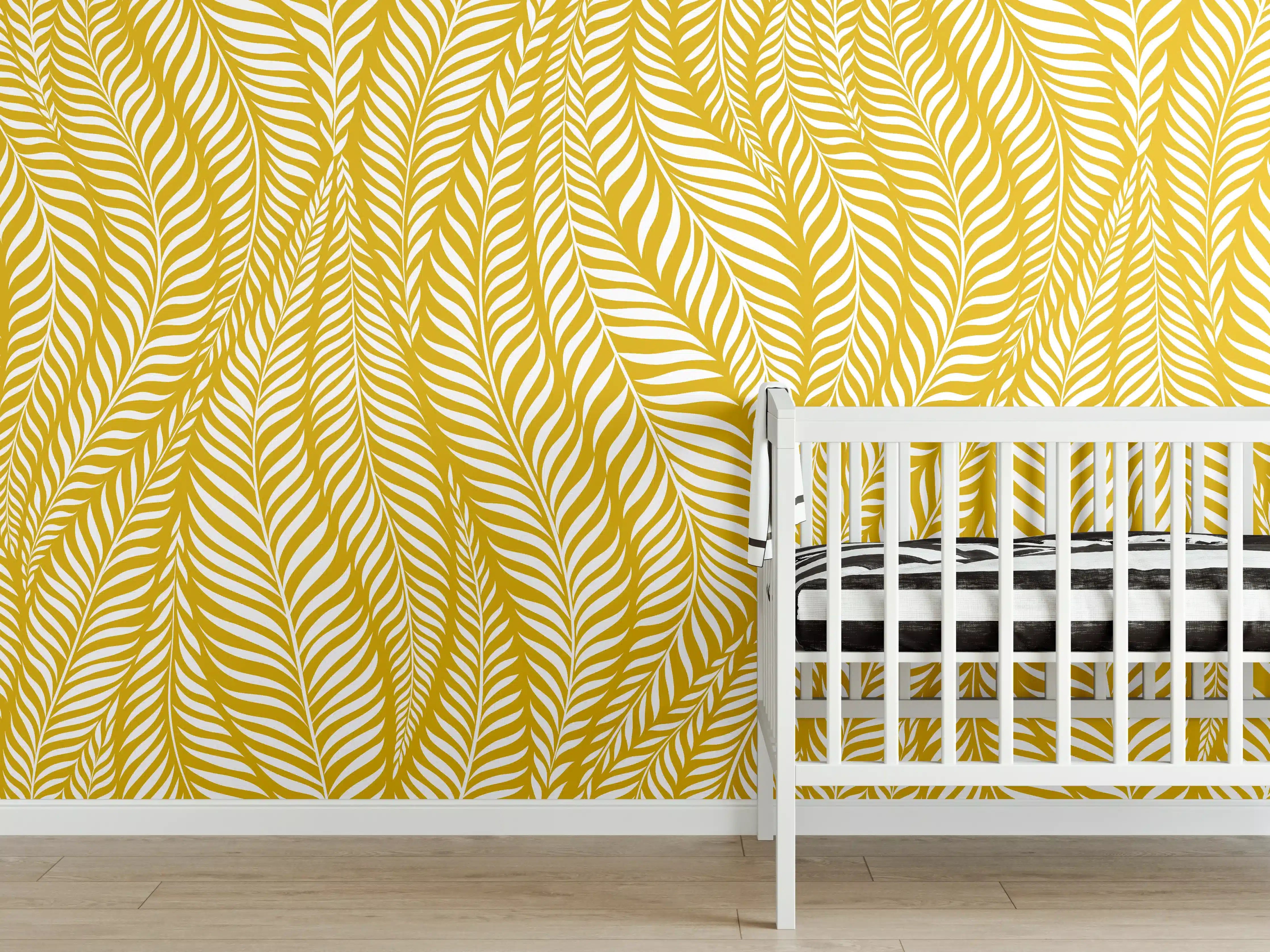 Babyzimmer Wandgestaltung - Gelbe Wellenmuster