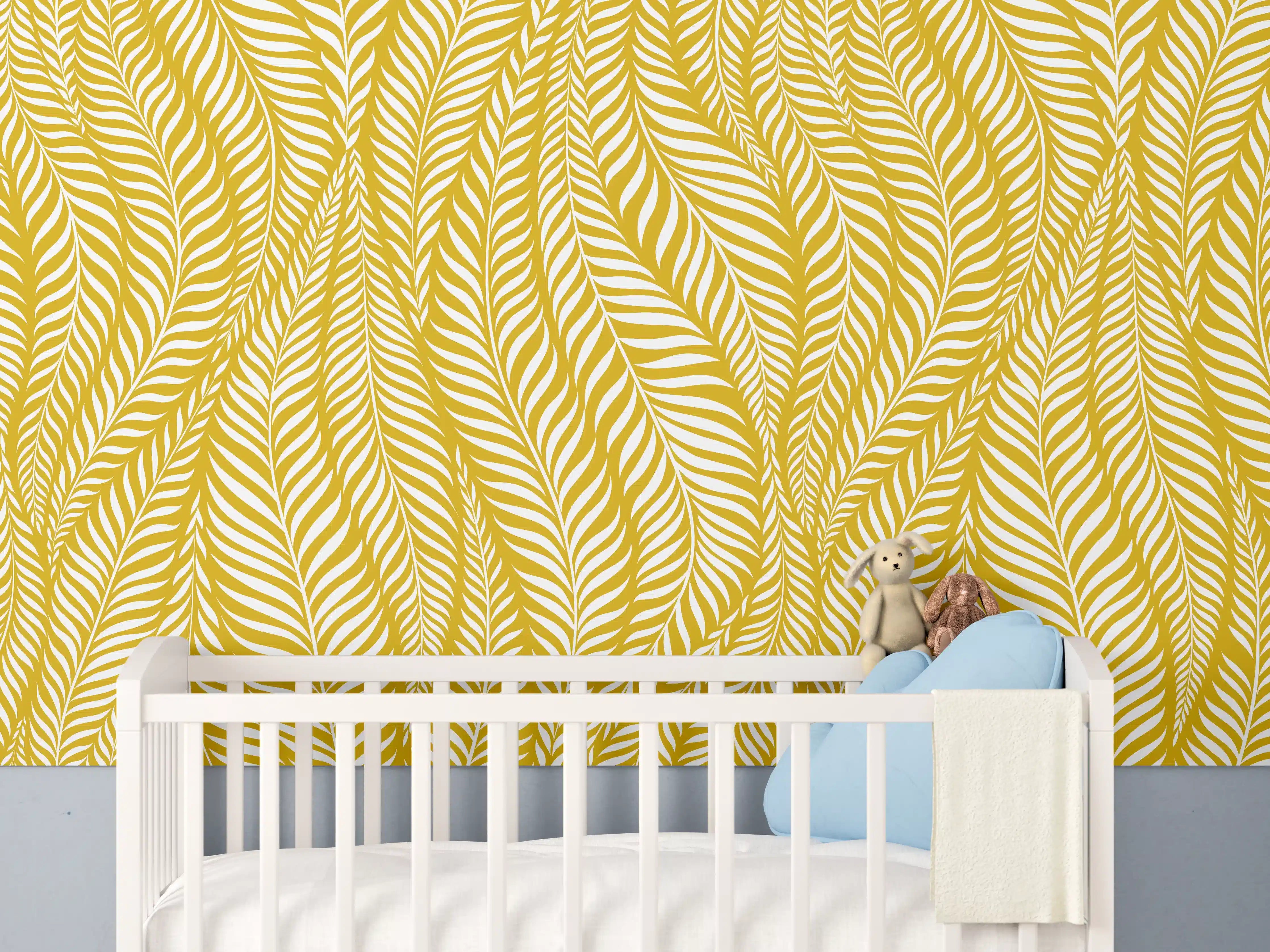 Babyzimmer Wandgestaltung - Gelbe Wellenmuster