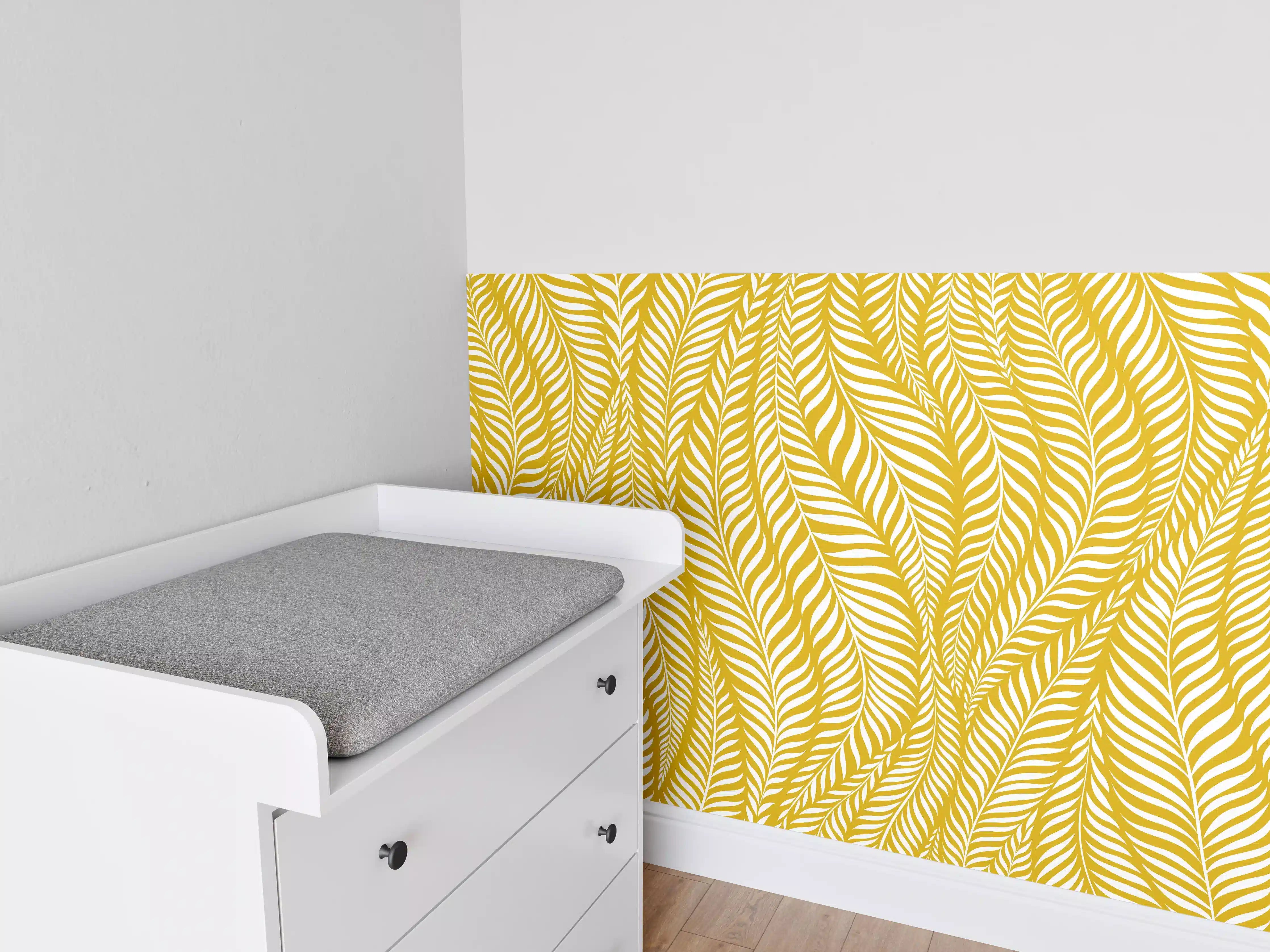 Babyzimmer Wandgestaltung - Gelbe Wellenmuster