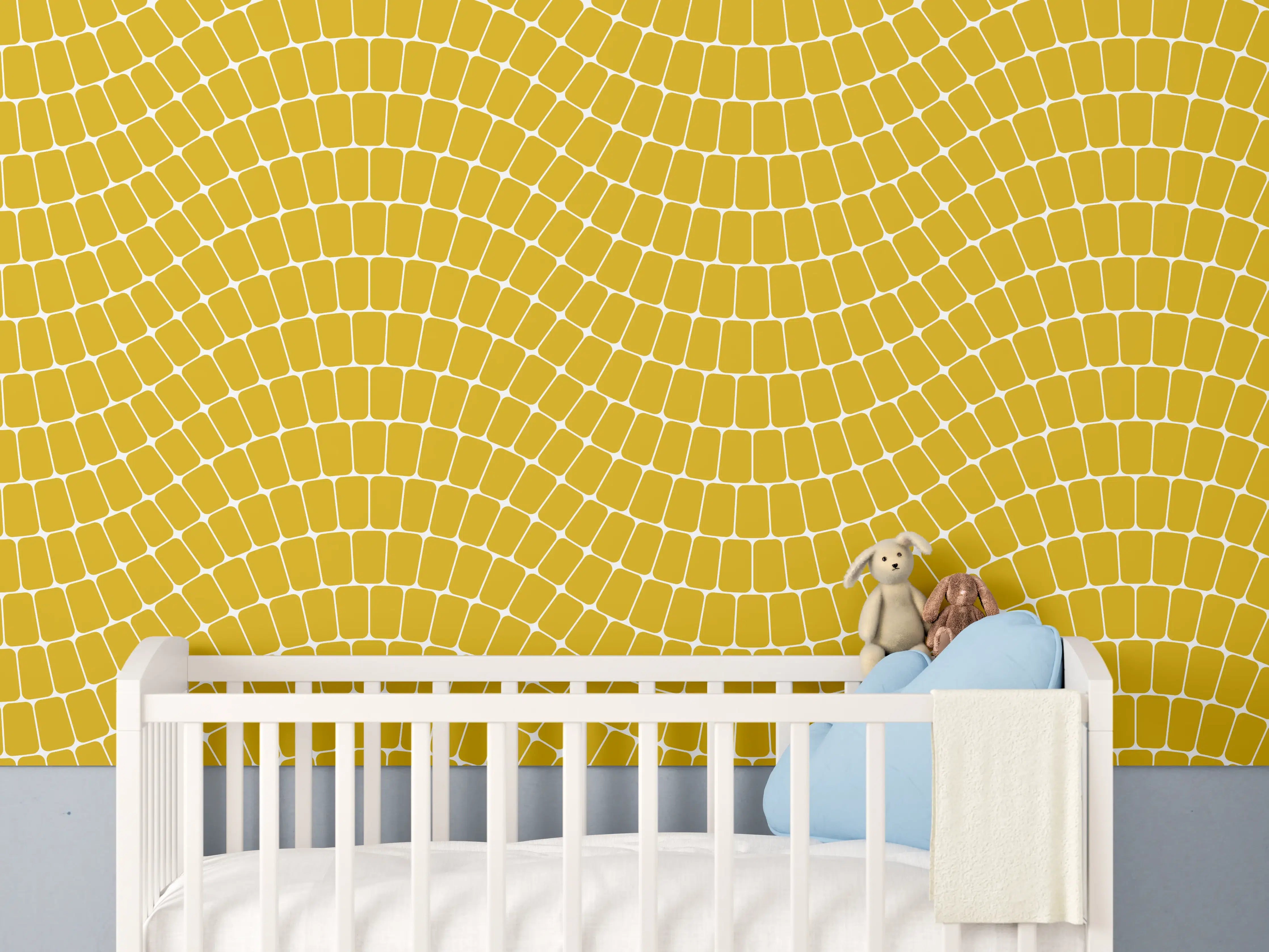 Babyzimmer Wandgestaltung - Gelbe Wellenmuster für lebendige Räume