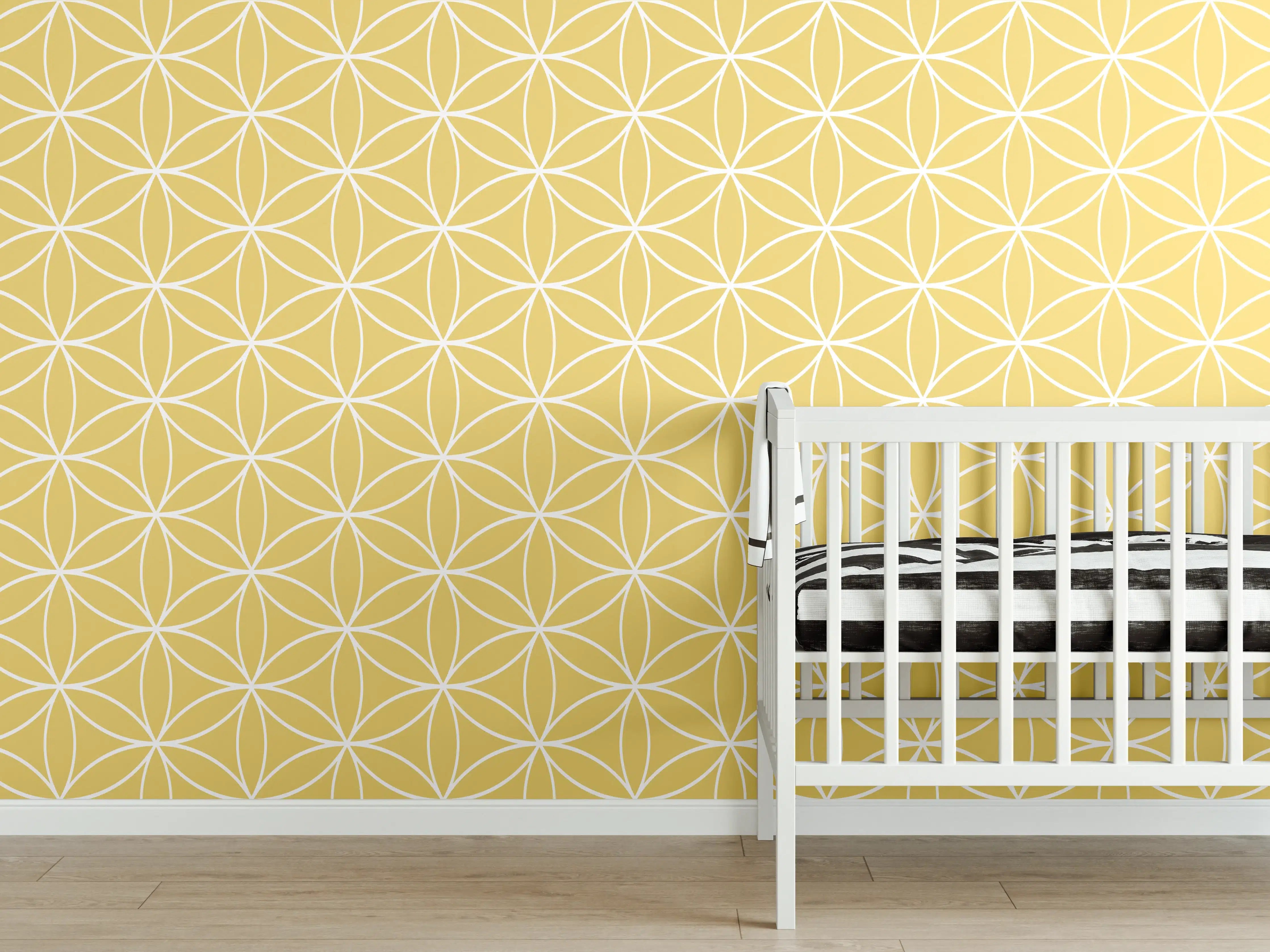Babyzimmer Wandgestaltung - Gelbe geometrische Fliesen
