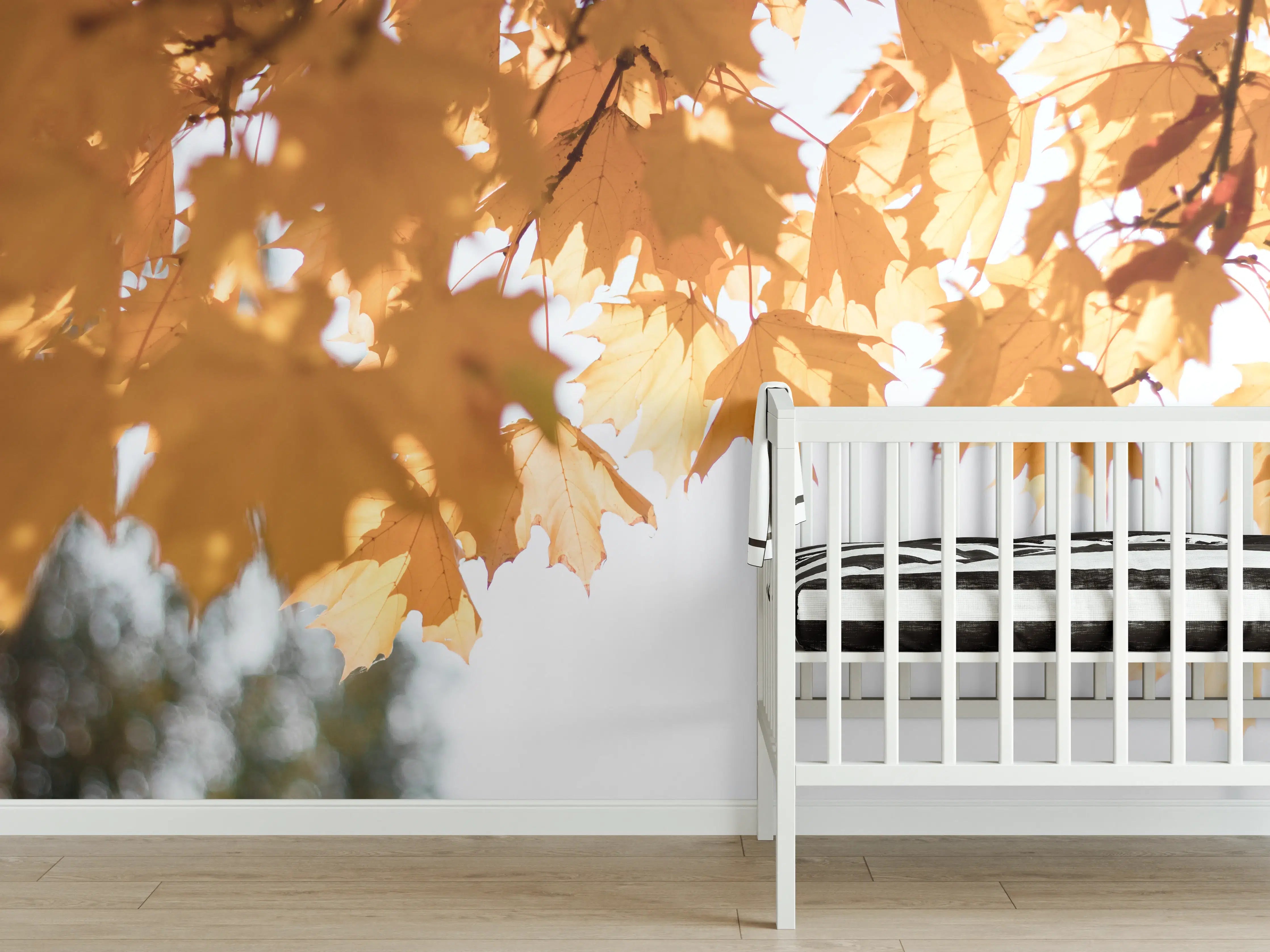 Babyzimmer Wandgestaltung - Gelben Ahornblättern im Herbst