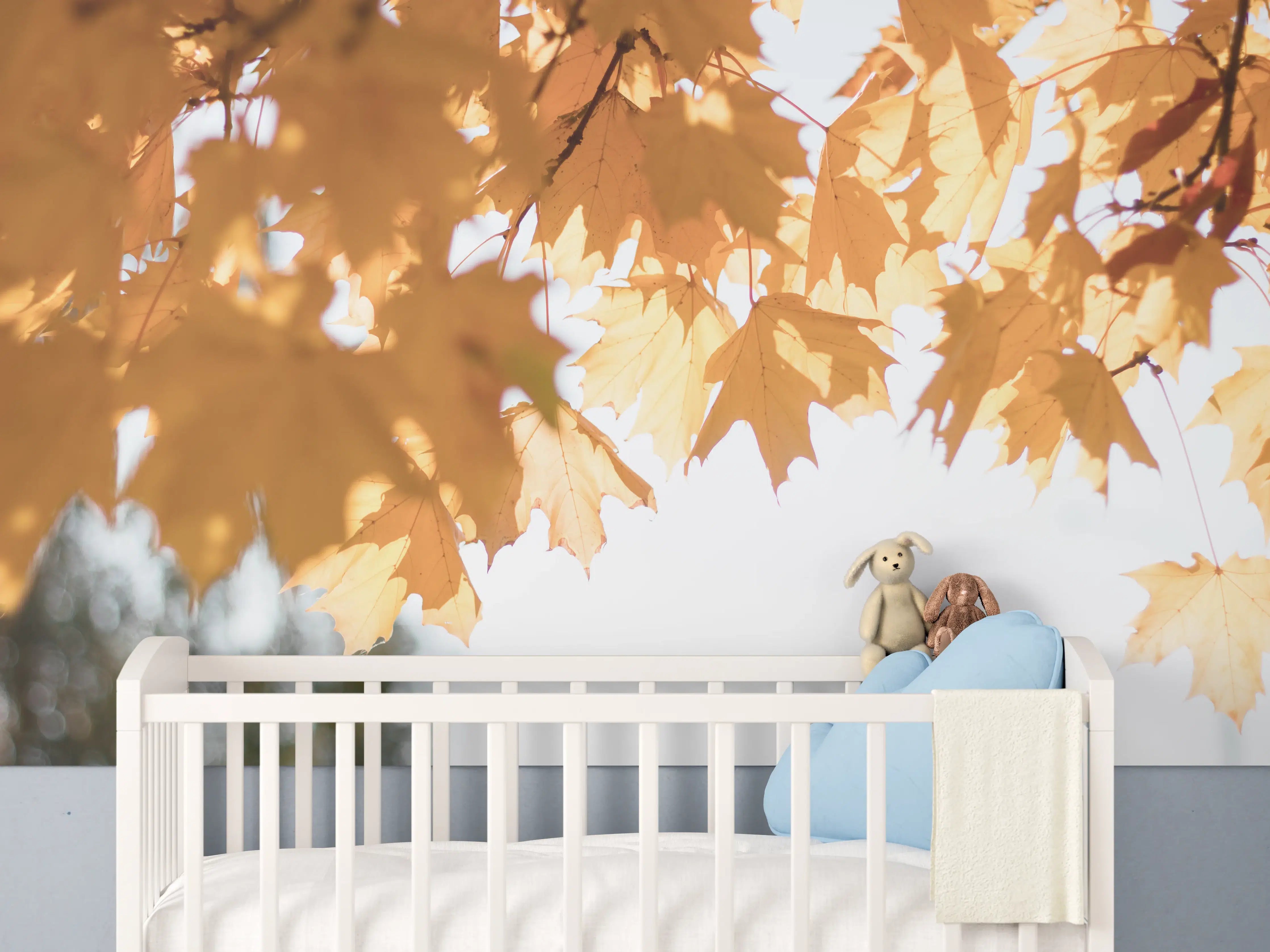 Babyzimmer Wandgestaltung - Gelben Ahornblättern im Herbst