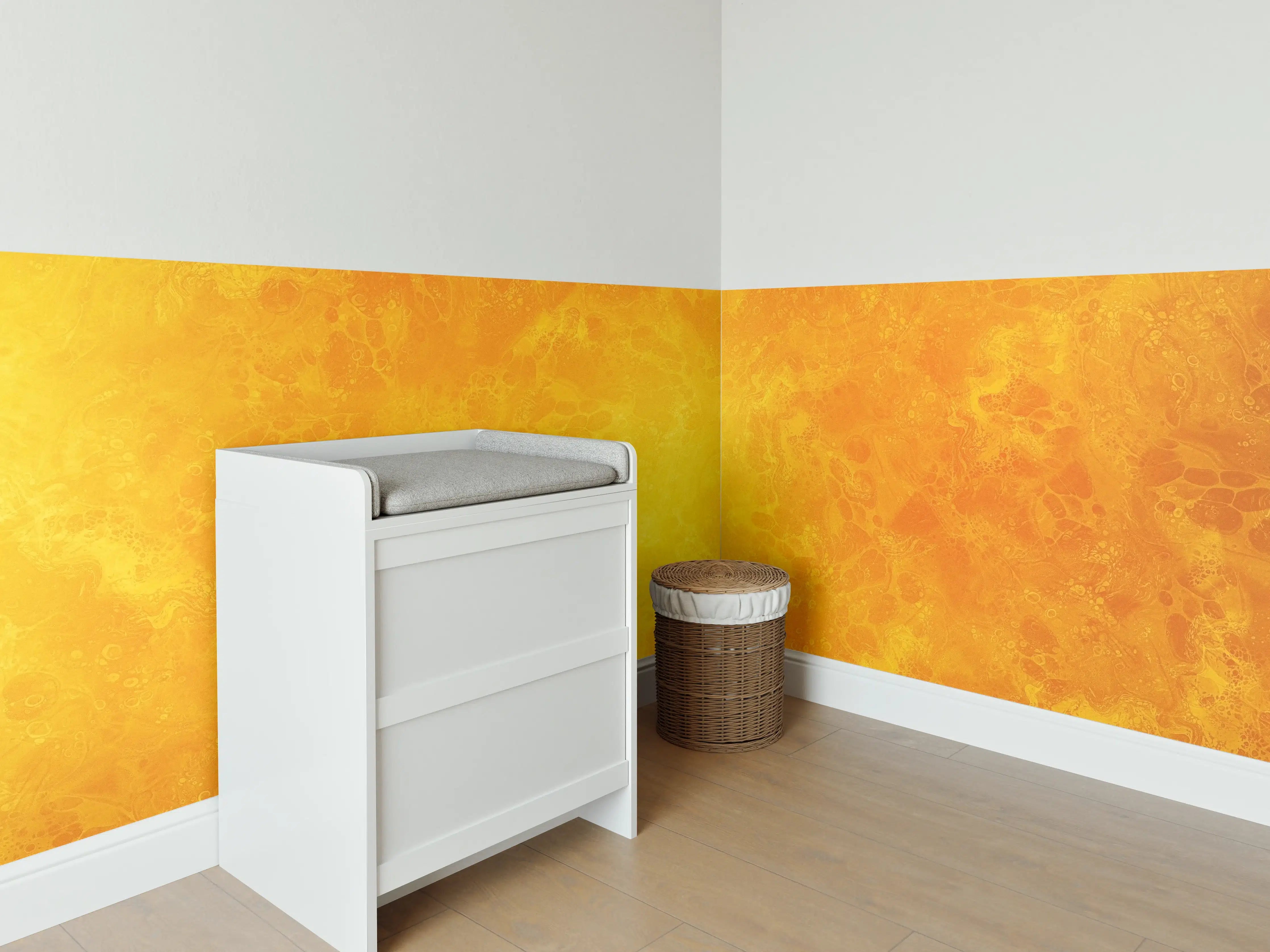 Babyzimmer Wandgestaltung - Gelbes Farbmuster