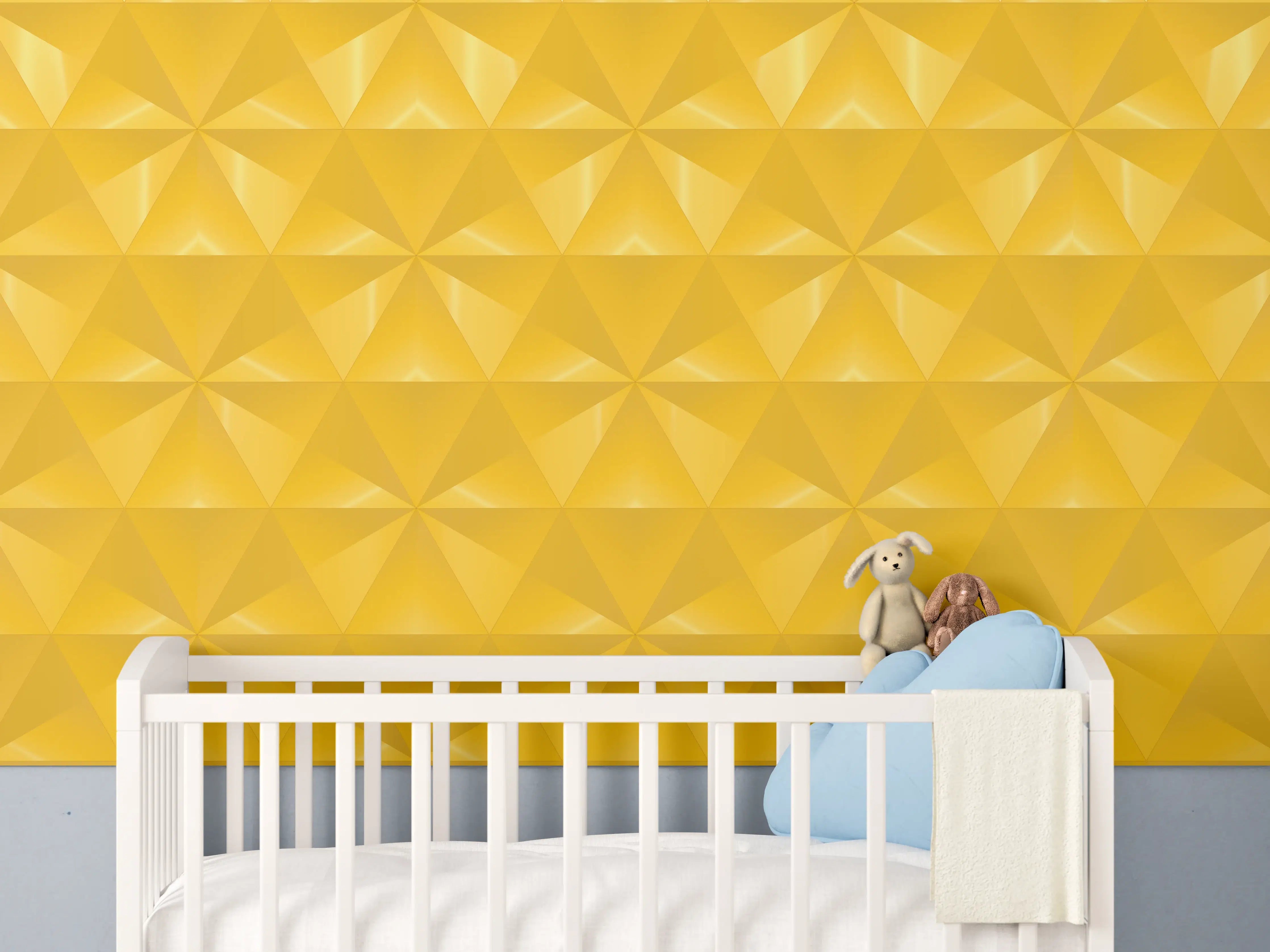 Babyzimmer Wandgestaltung - Gelbes Fliesenmuster - Geometrie
