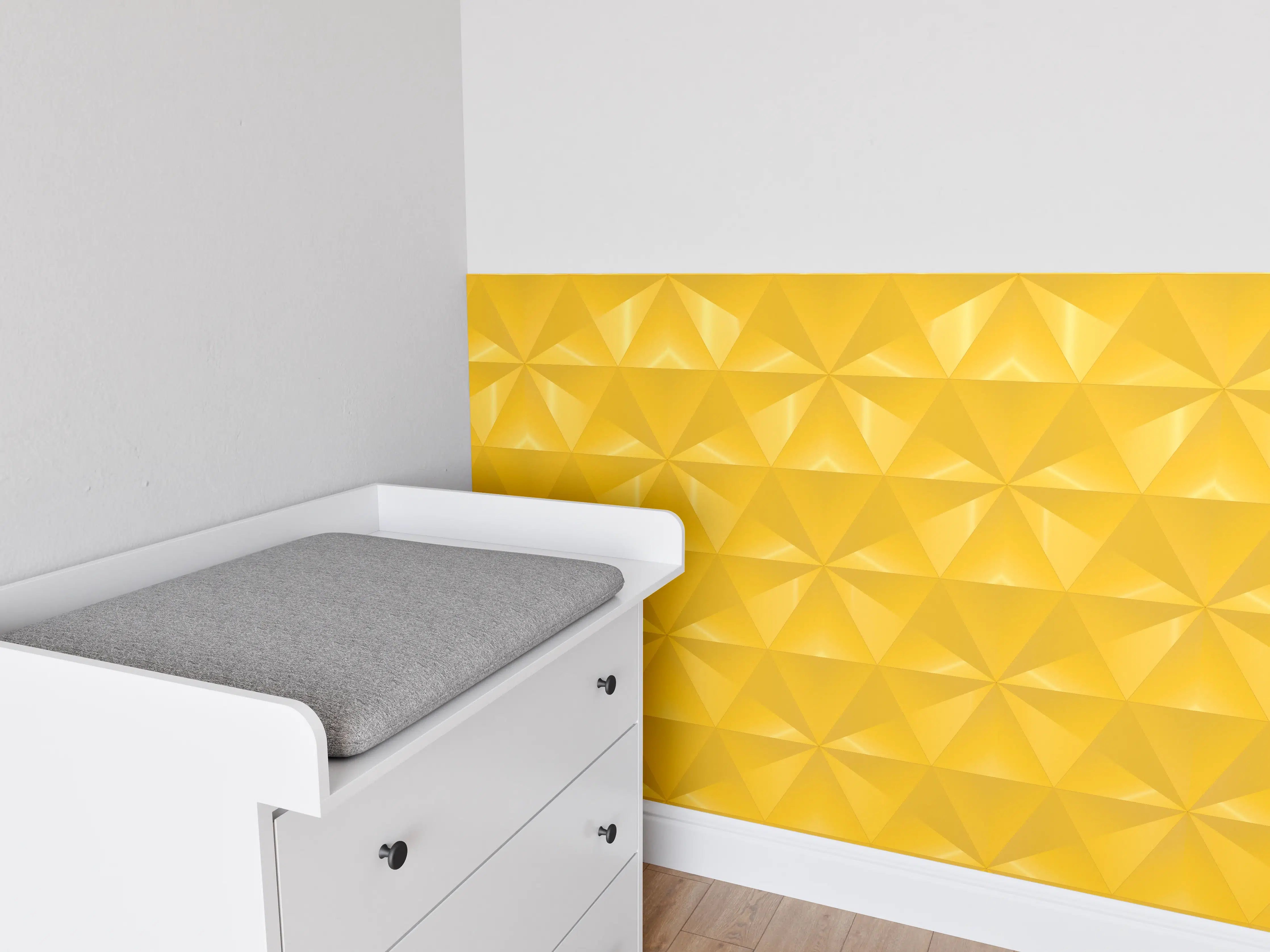 Babyzimmer Wandgestaltung - Gelbes Fliesenmuster - Geometrie