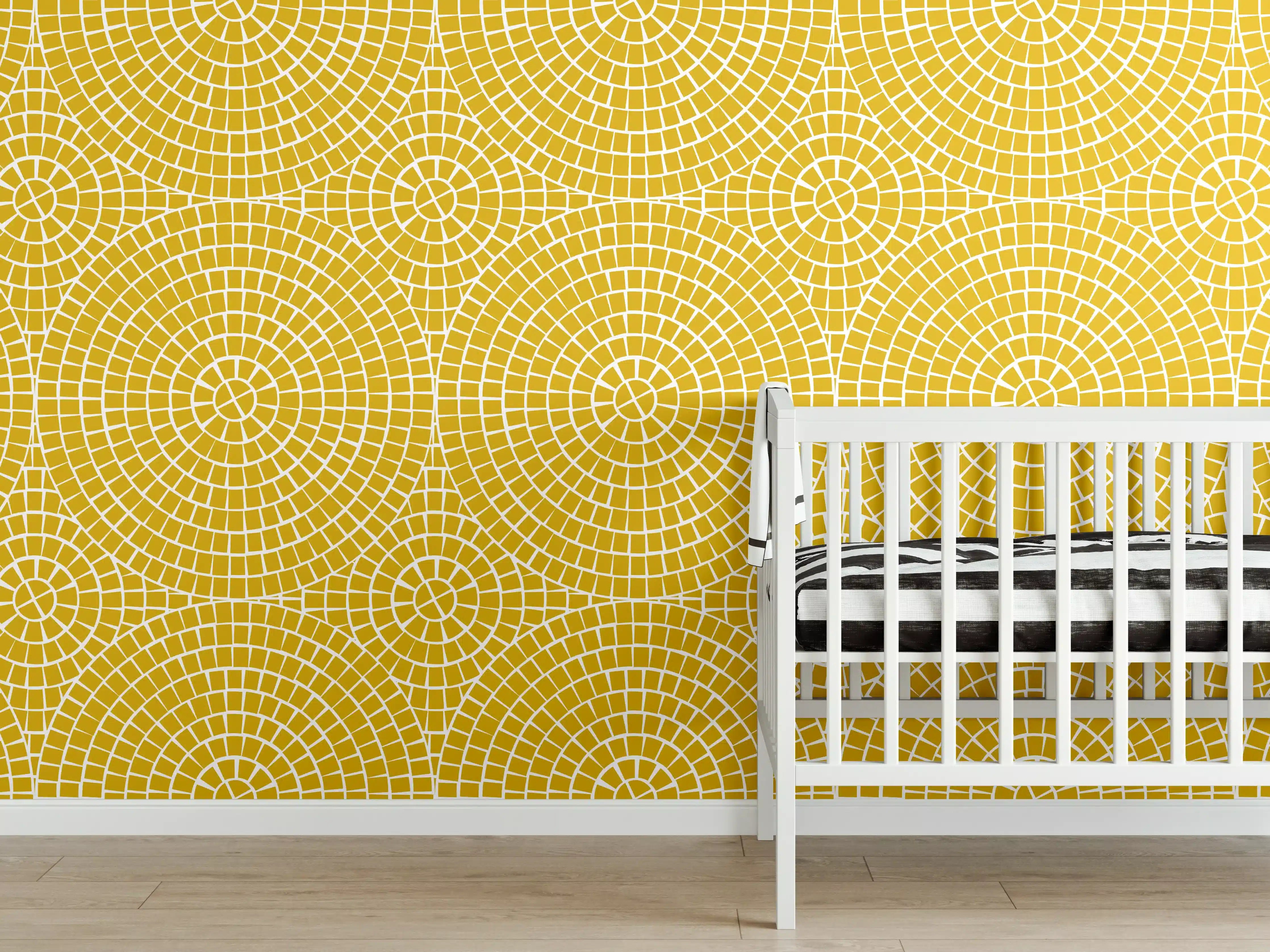 Babyzimmer Wandgestaltung - Gelbes Mosaik - Warme Wandgestaltung