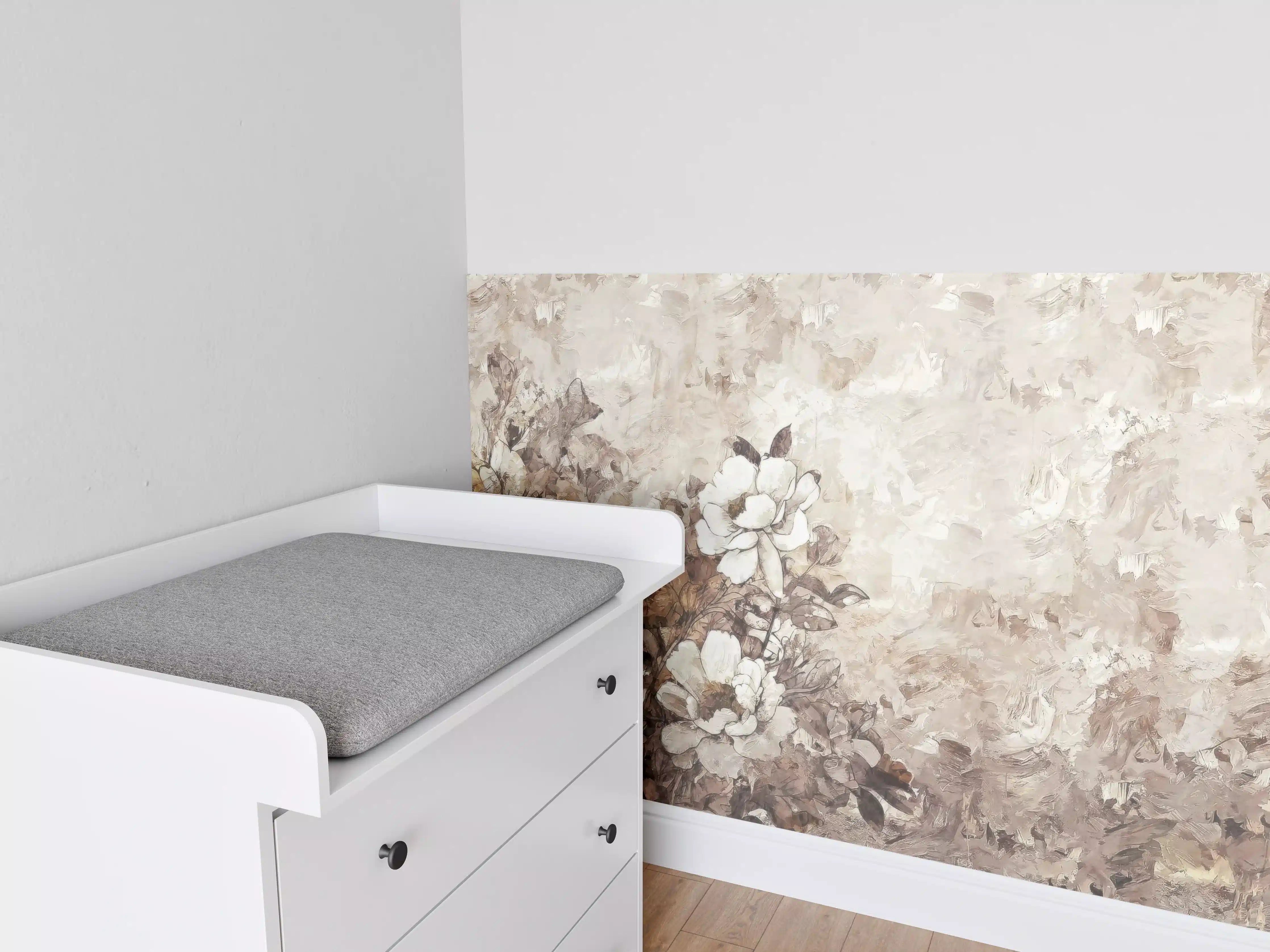 Babyzimmer Wandgestaltung - Gemälde . weiße Blüten