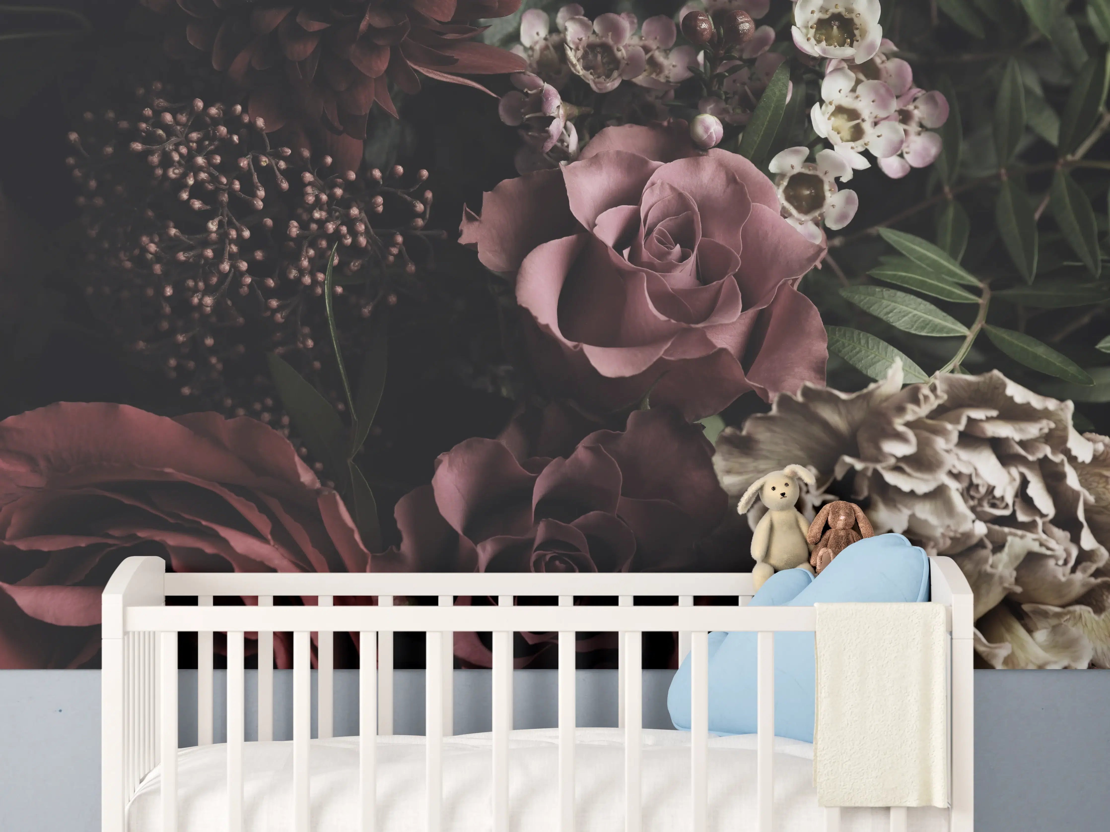 Babyzimmer Wandgestaltung - Gemischter Vintage-Blumenstrauß 