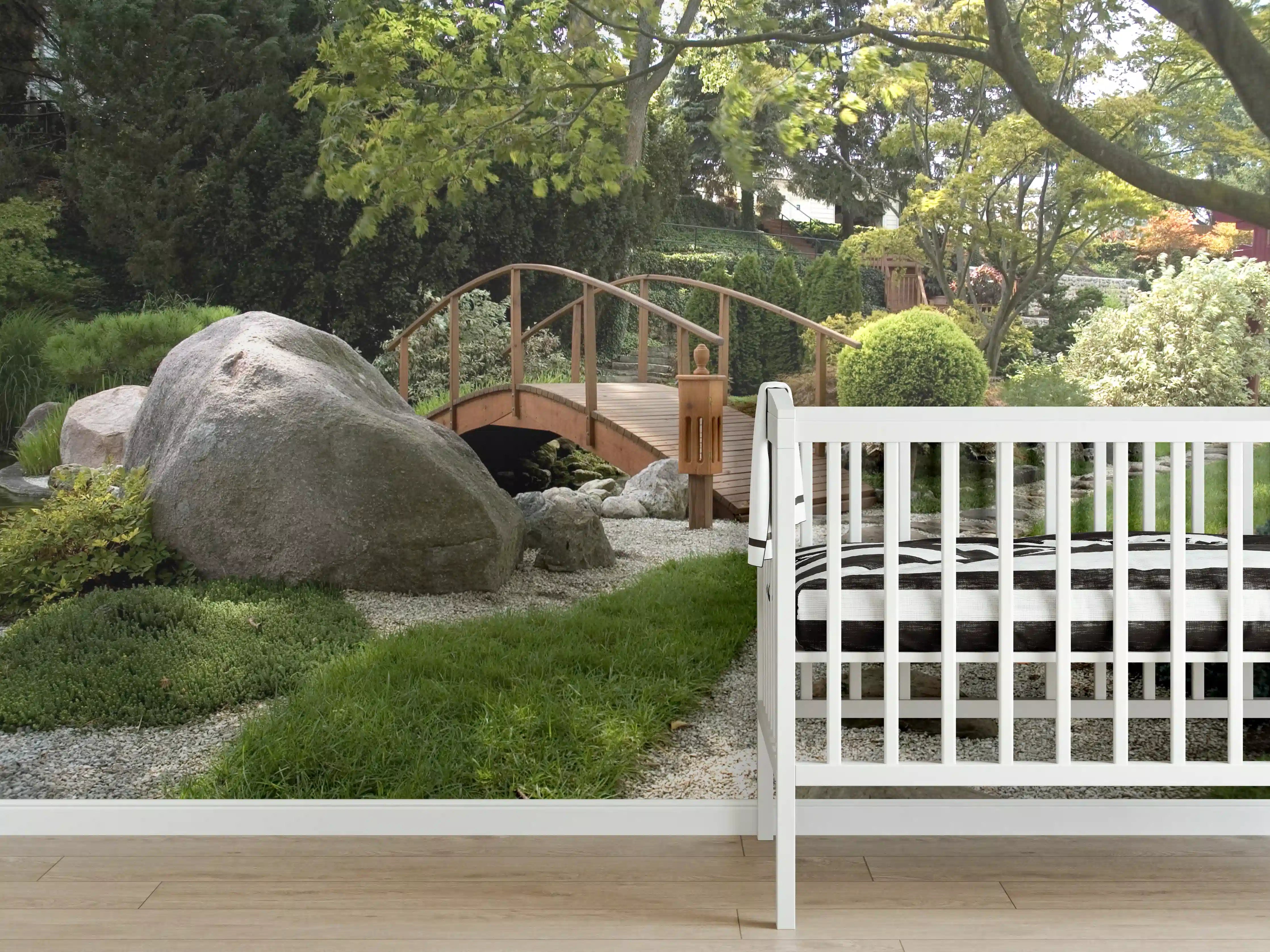 Babyzimmer Wandgestaltung - Gemütliche Garten-Brücke mit Natursteinen