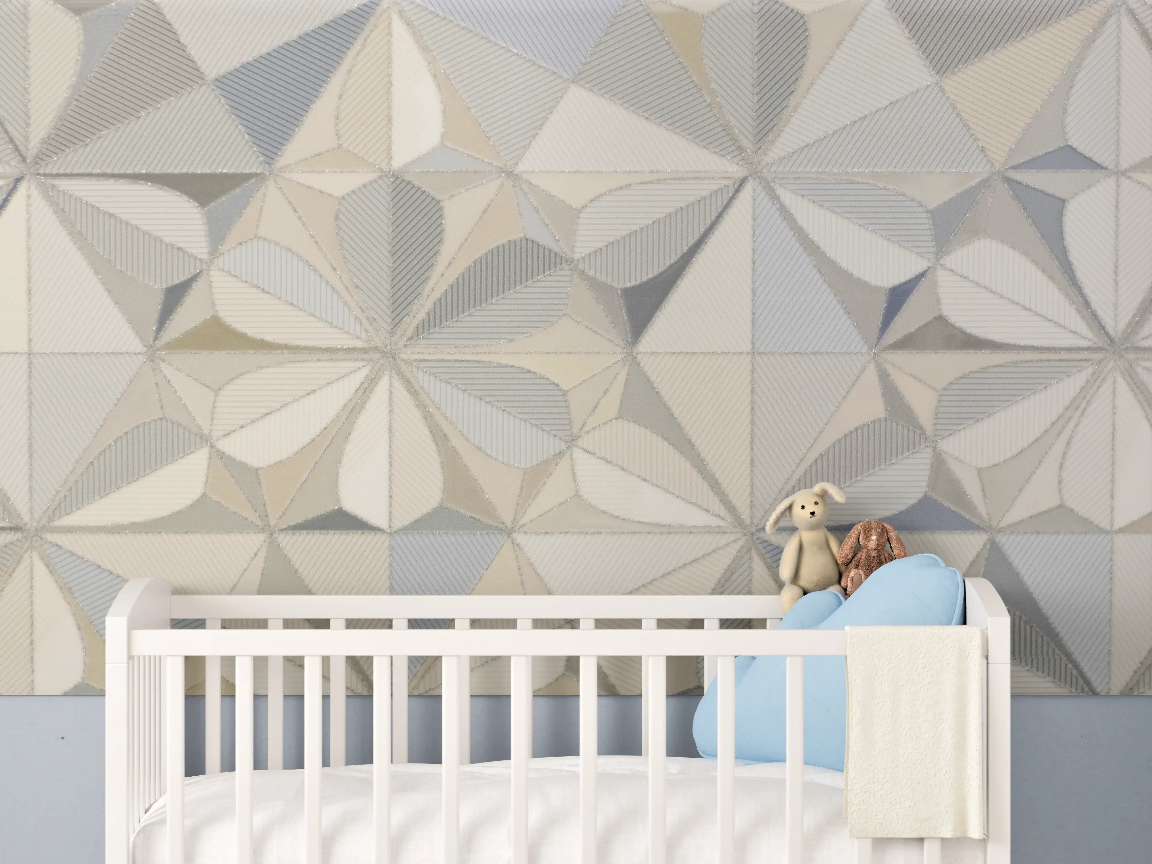 Babyzimmer Wandgestaltung - Gemusterte Decke in neutralen Tönen