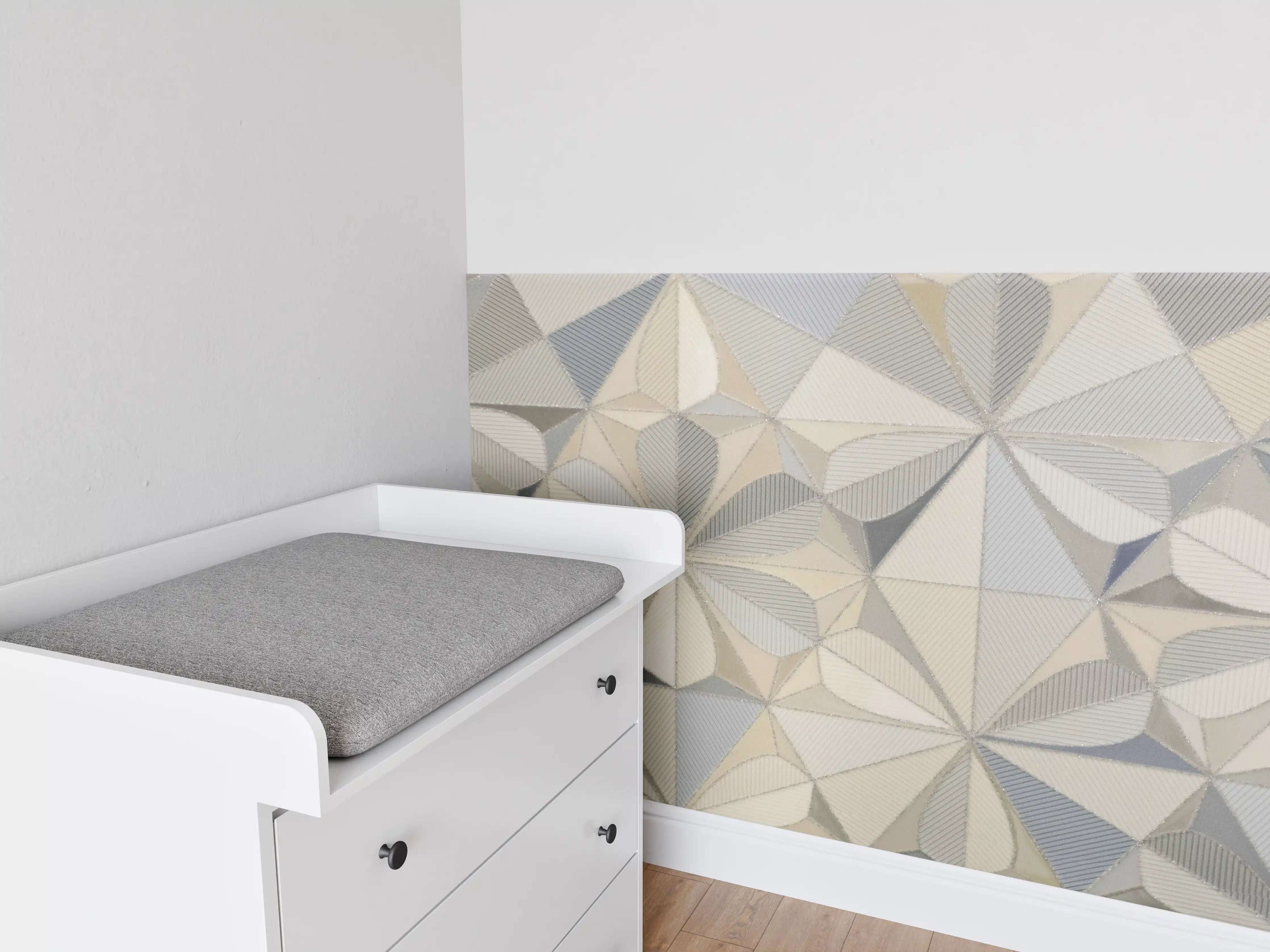 Babyzimmer Wandgestaltung - Gemusterte Decke in neutralen Tönen