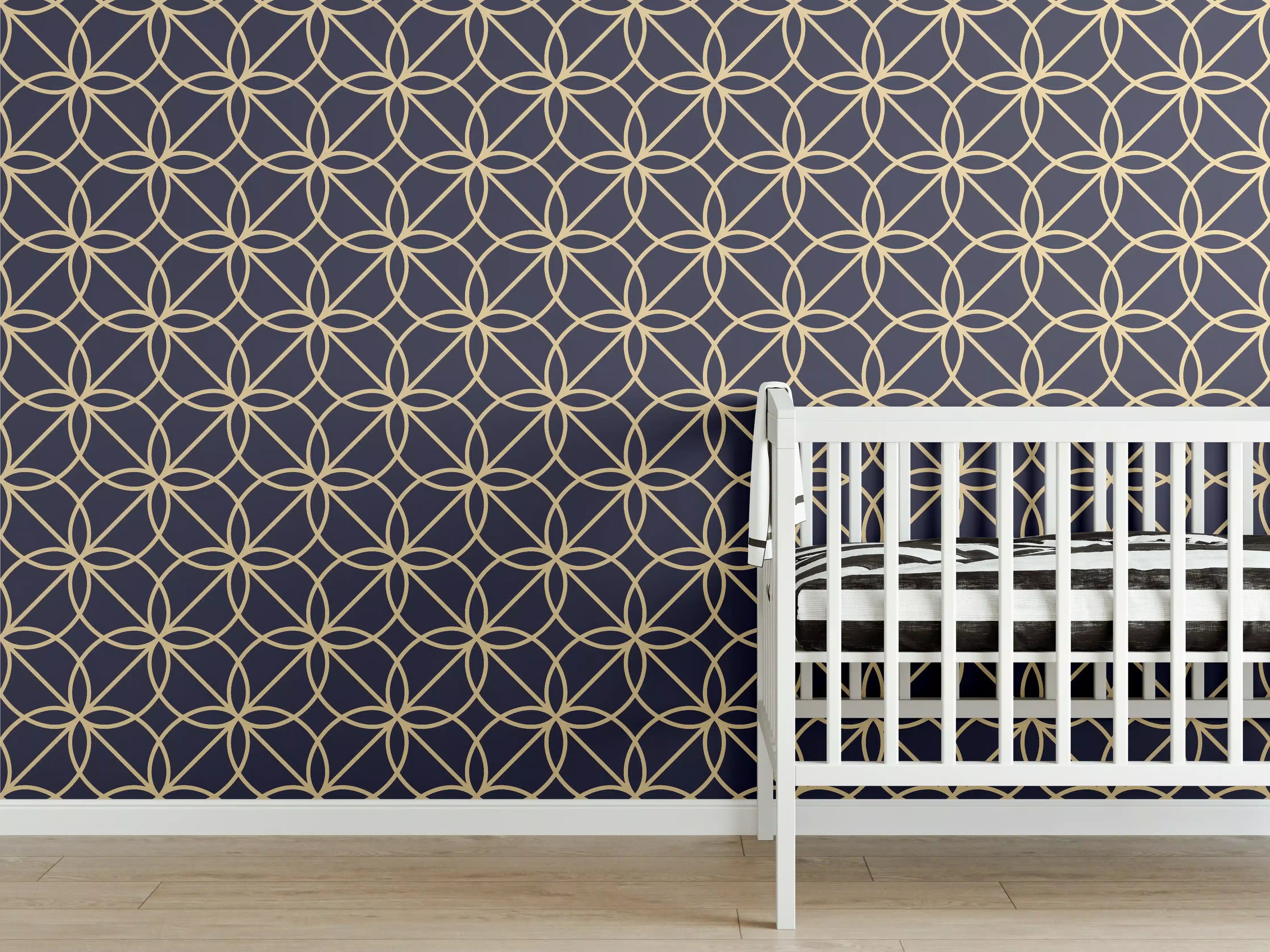Babyzimmer Wandgestaltung - Geometrisch Blaues Muster