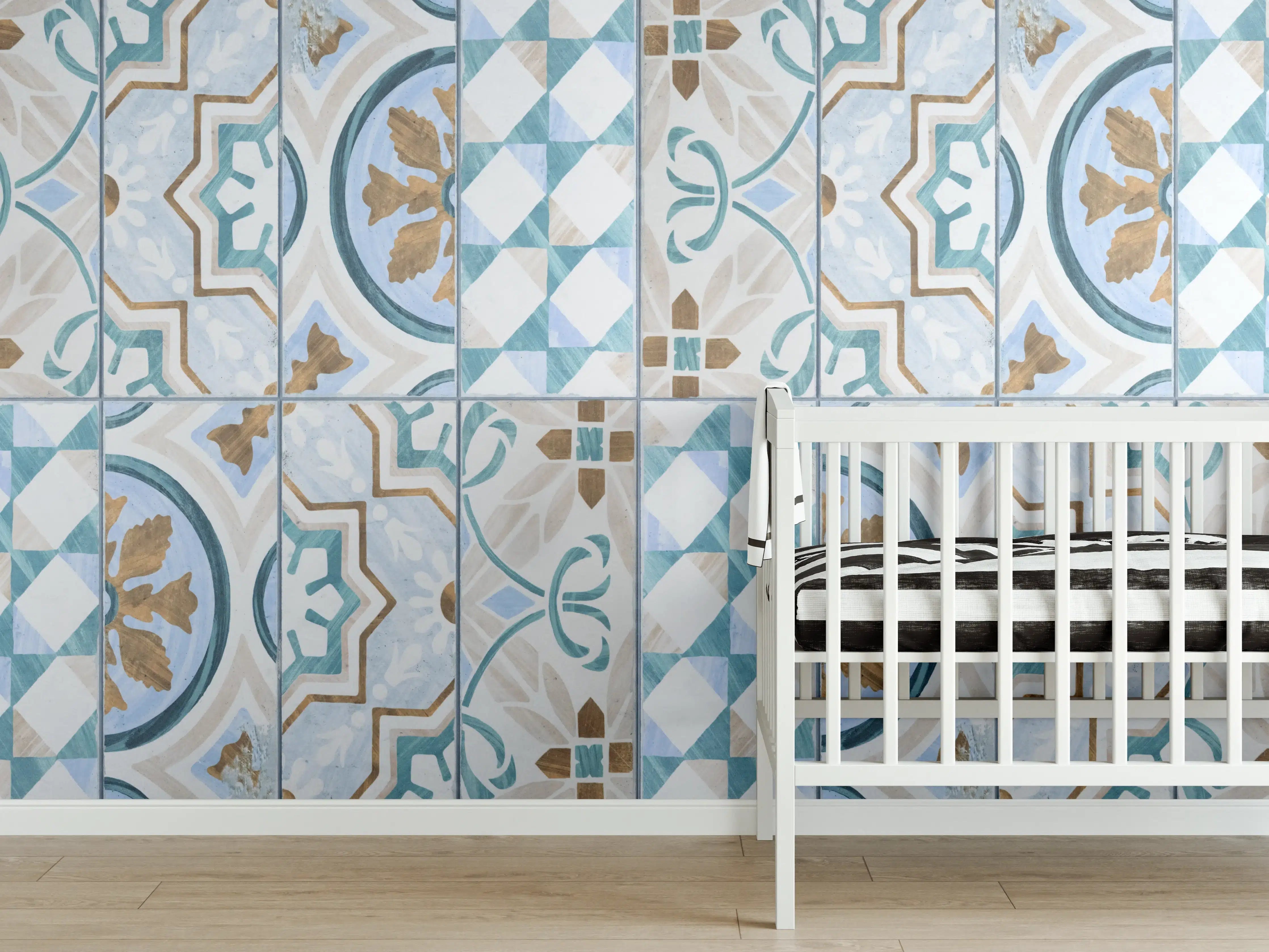 Babyzimmer Wandgestaltung - Geometrisch rechteckige Fliesen