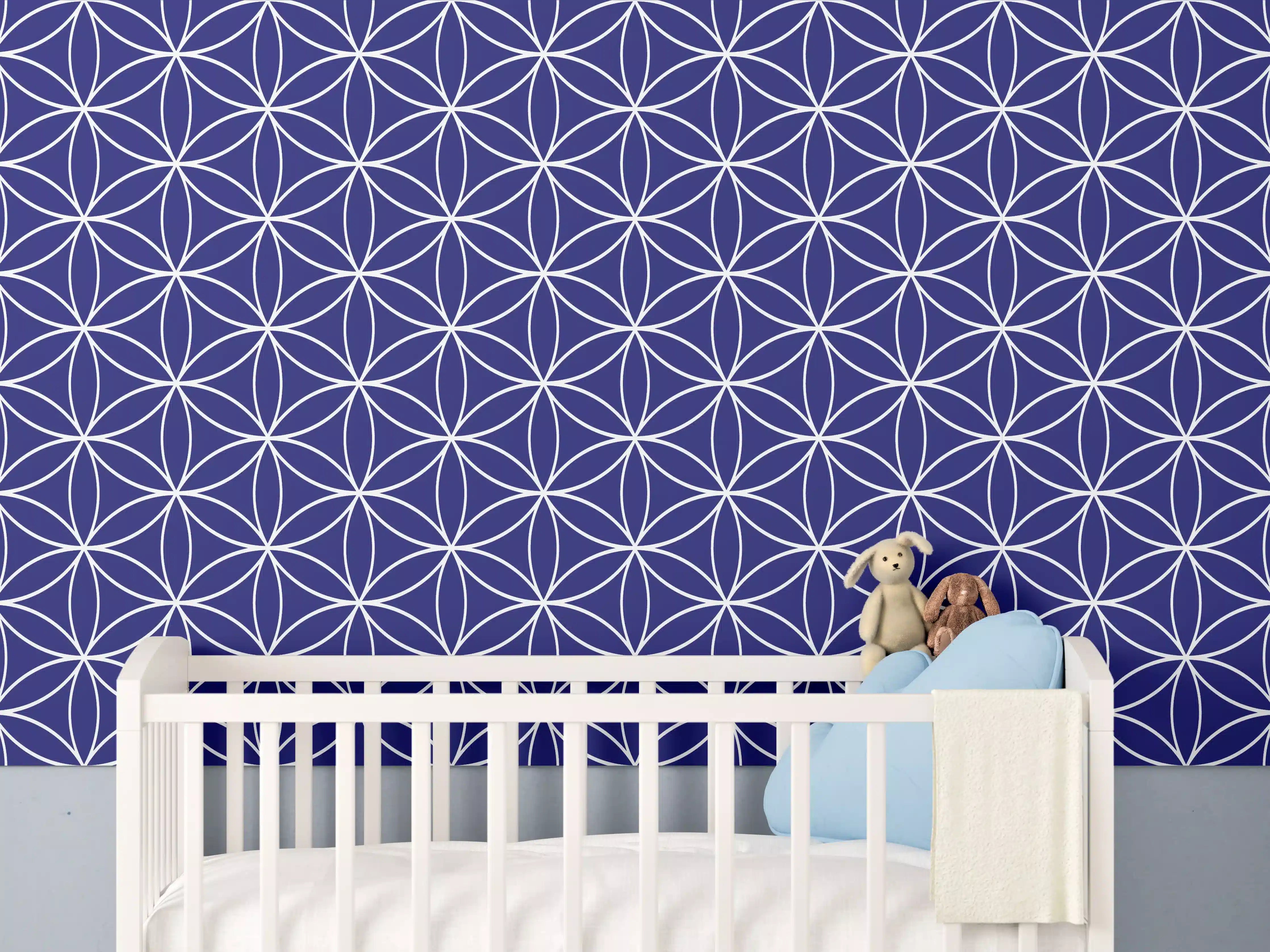 Babyzimmer Wandgestaltung - Geometrische Blautöne