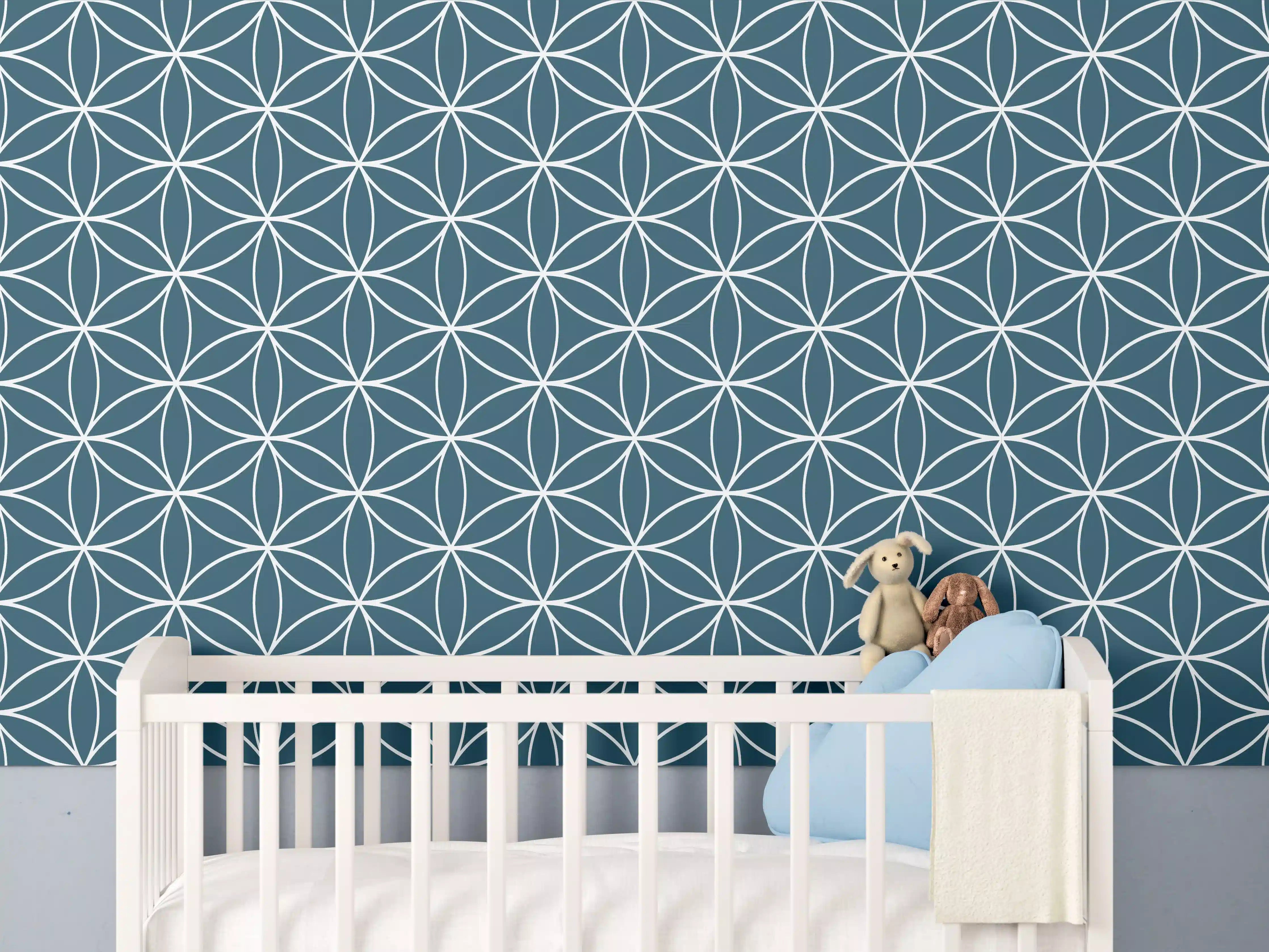 Babyzimmer Wandgestaltung - Geometrische Blauw-Tiefen-Textur