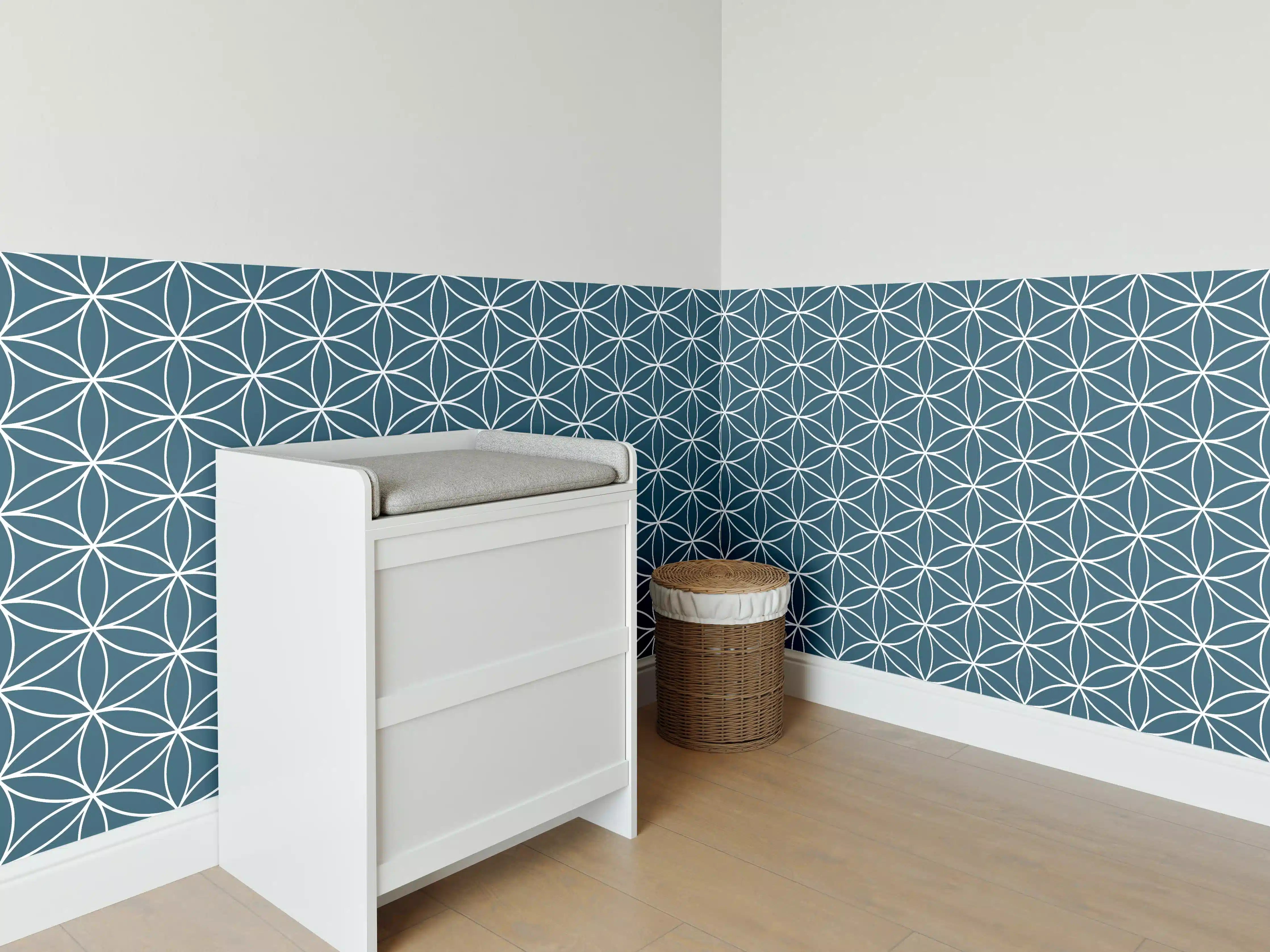Babyzimmer Wandgestaltung - Geometrische Blauw-Tiefen-Textur