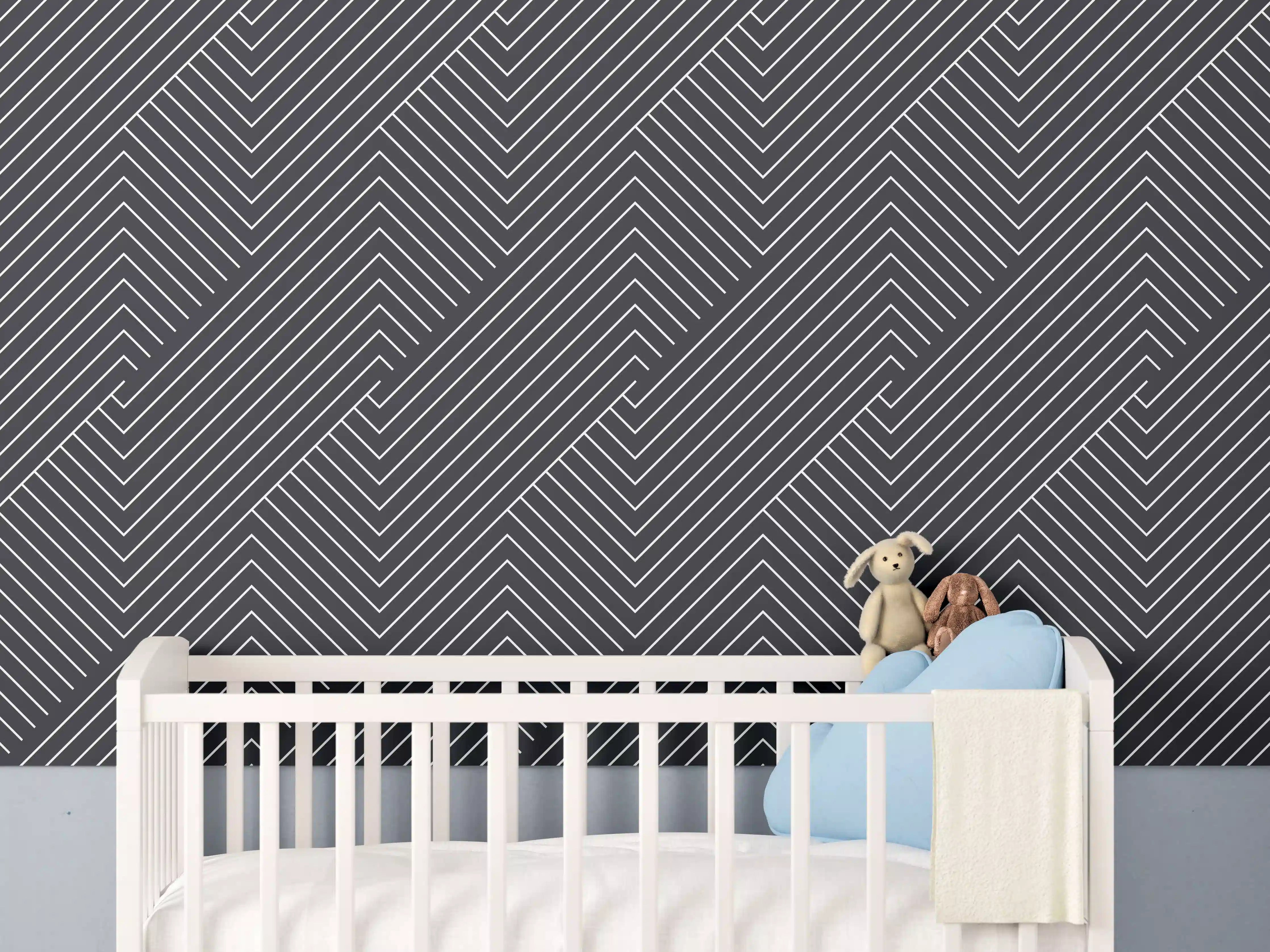 Babyzimmer Wandgestaltung - Geometrische Carbone-Textur