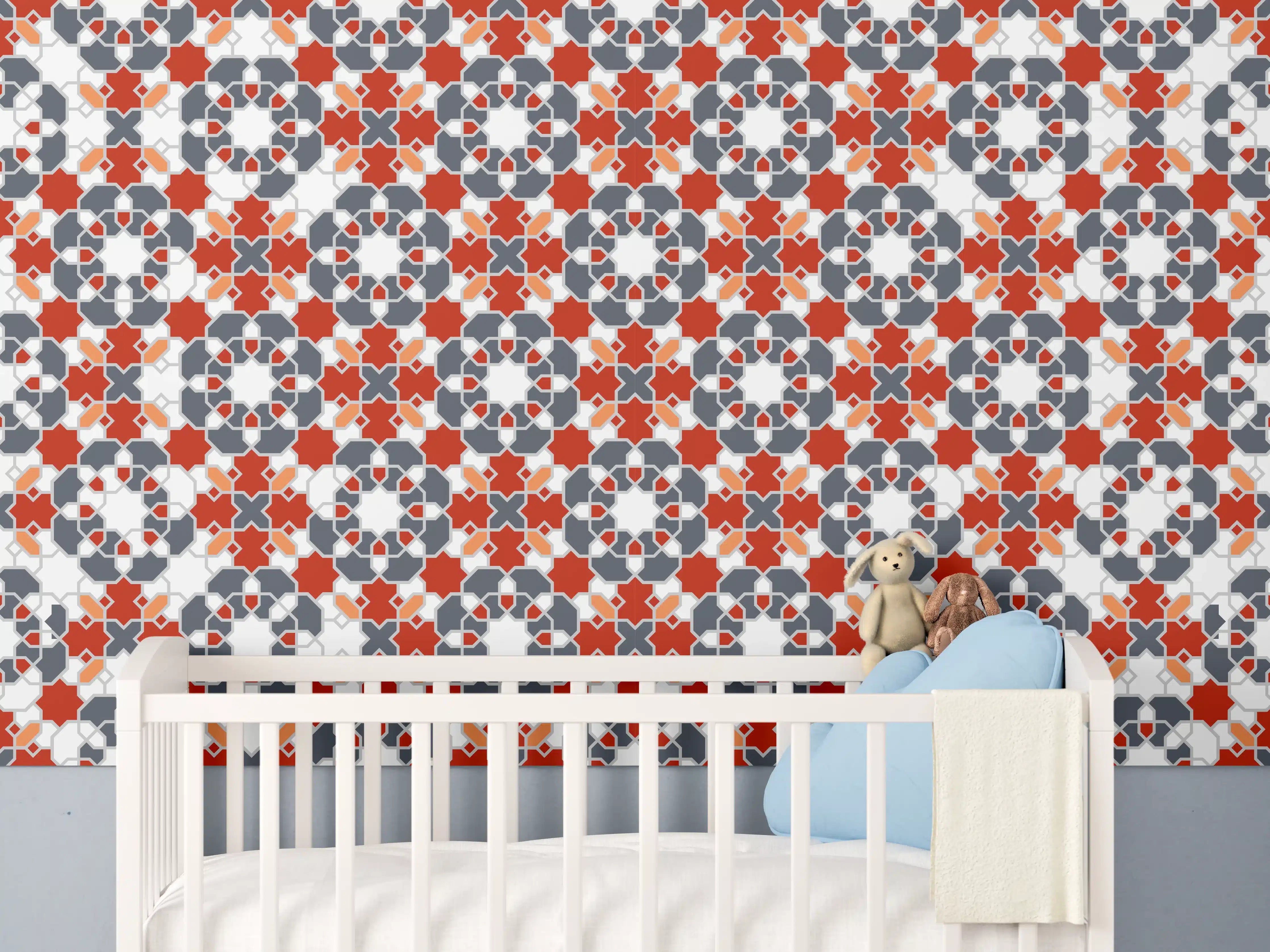 Babyzimmer Wandgestaltung - Geometrische Fliesen