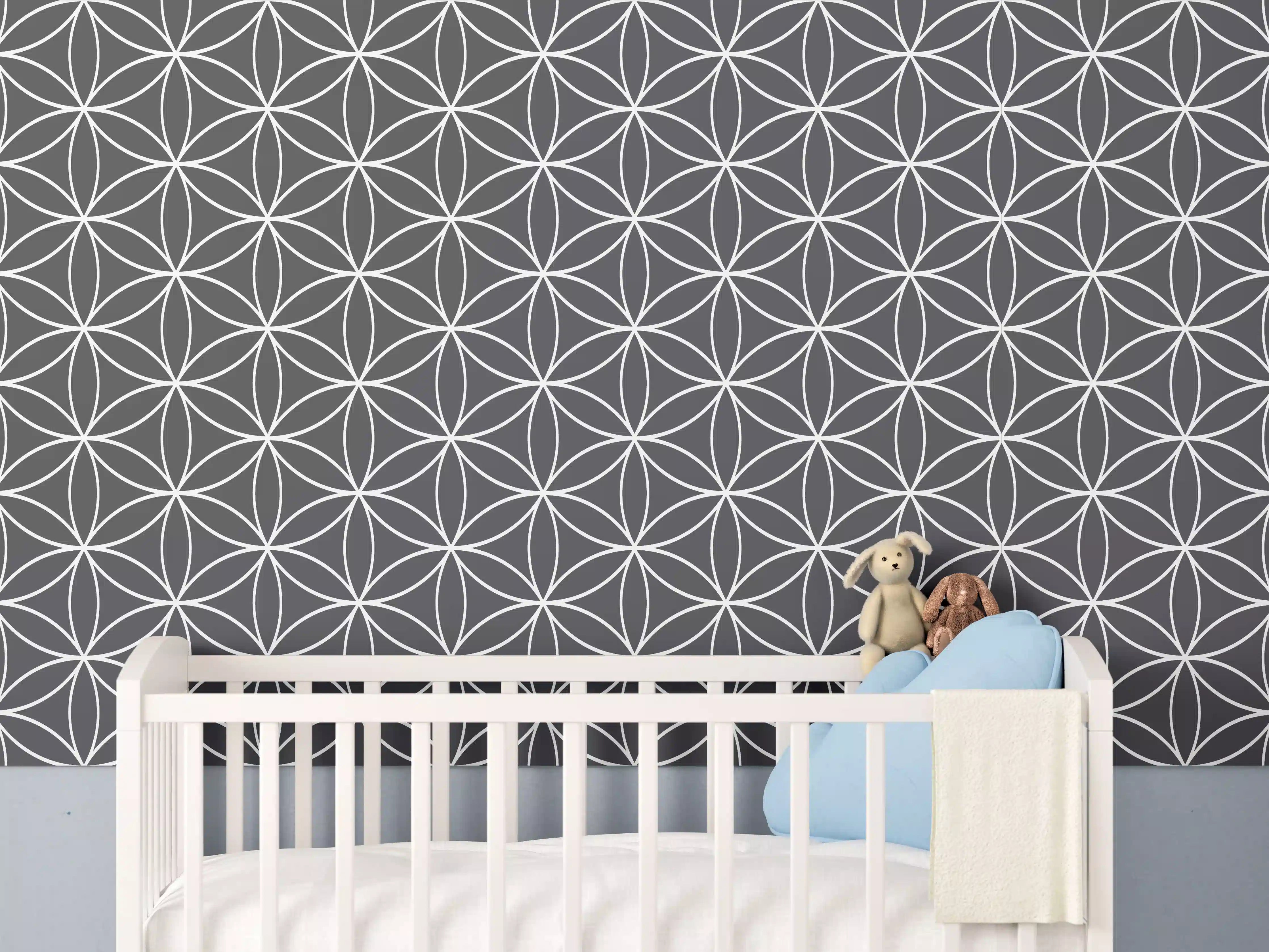 Babyzimmer Wandgestaltung - Geometrische Fliesen in Antrazit für moderne Räume