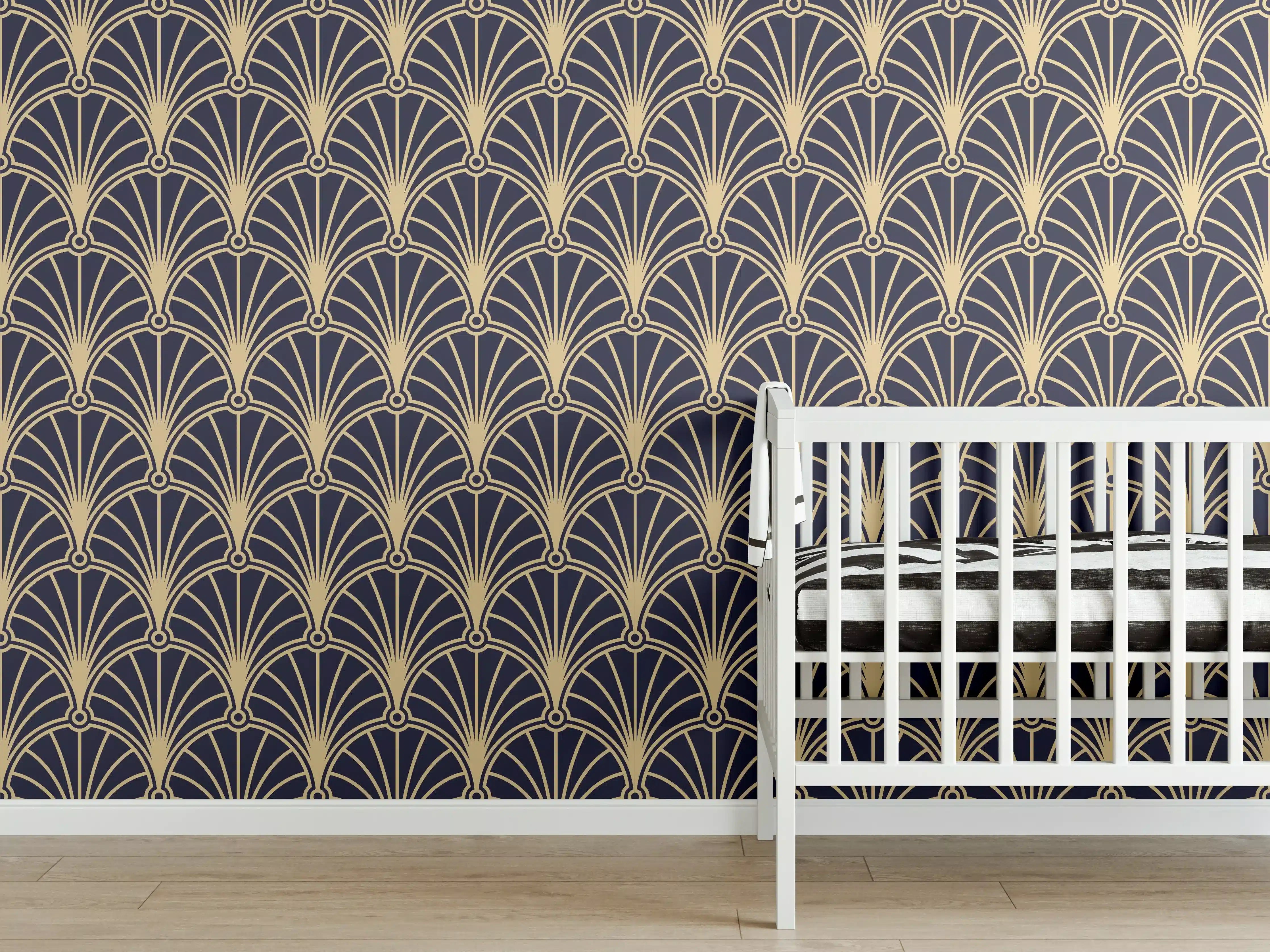 Babyzimmer Wandgestaltung - Geometrische Goldmuster Tapete