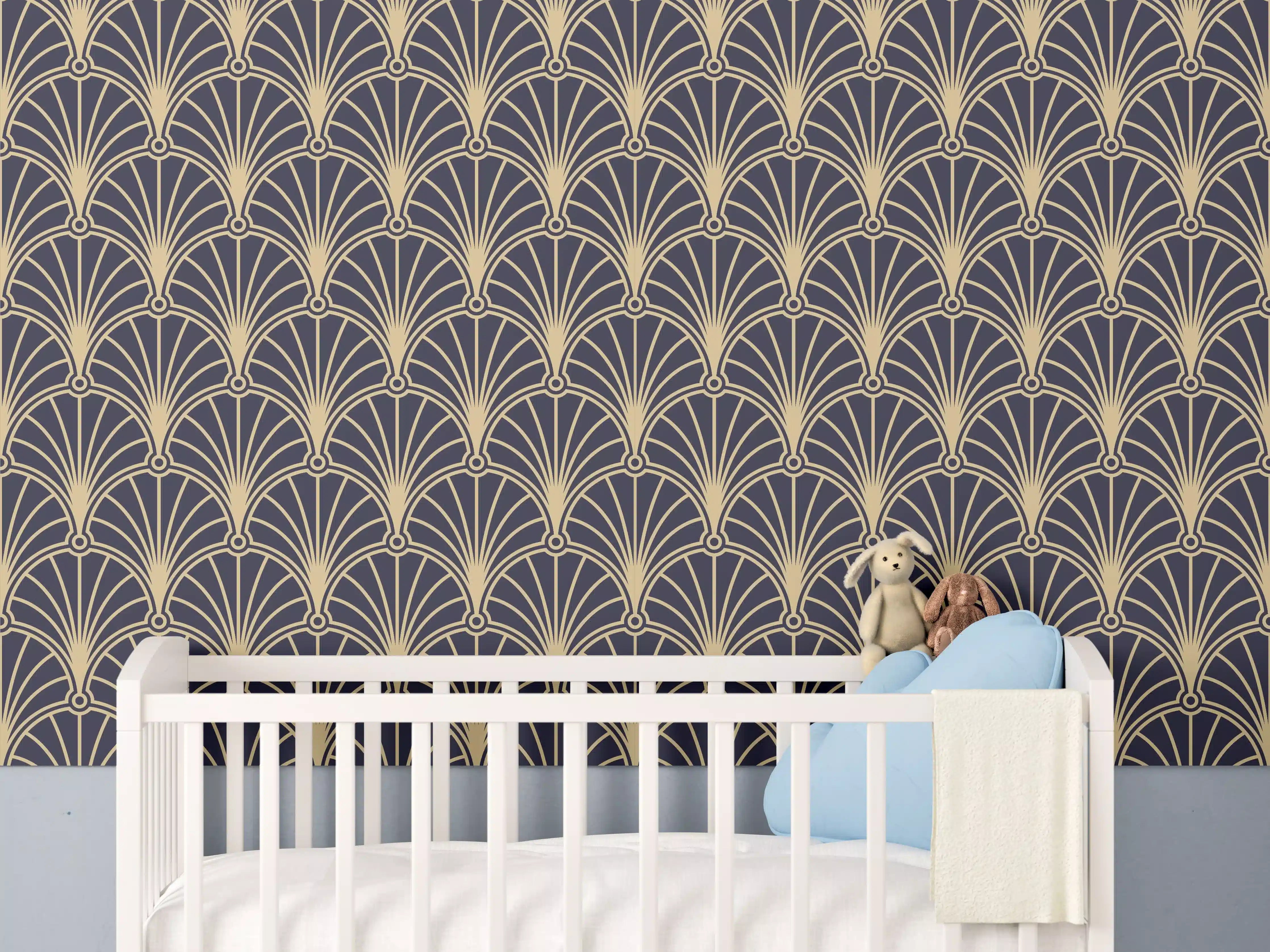 Babyzimmer Wandgestaltung - Geometrische Goldmuster Tapete