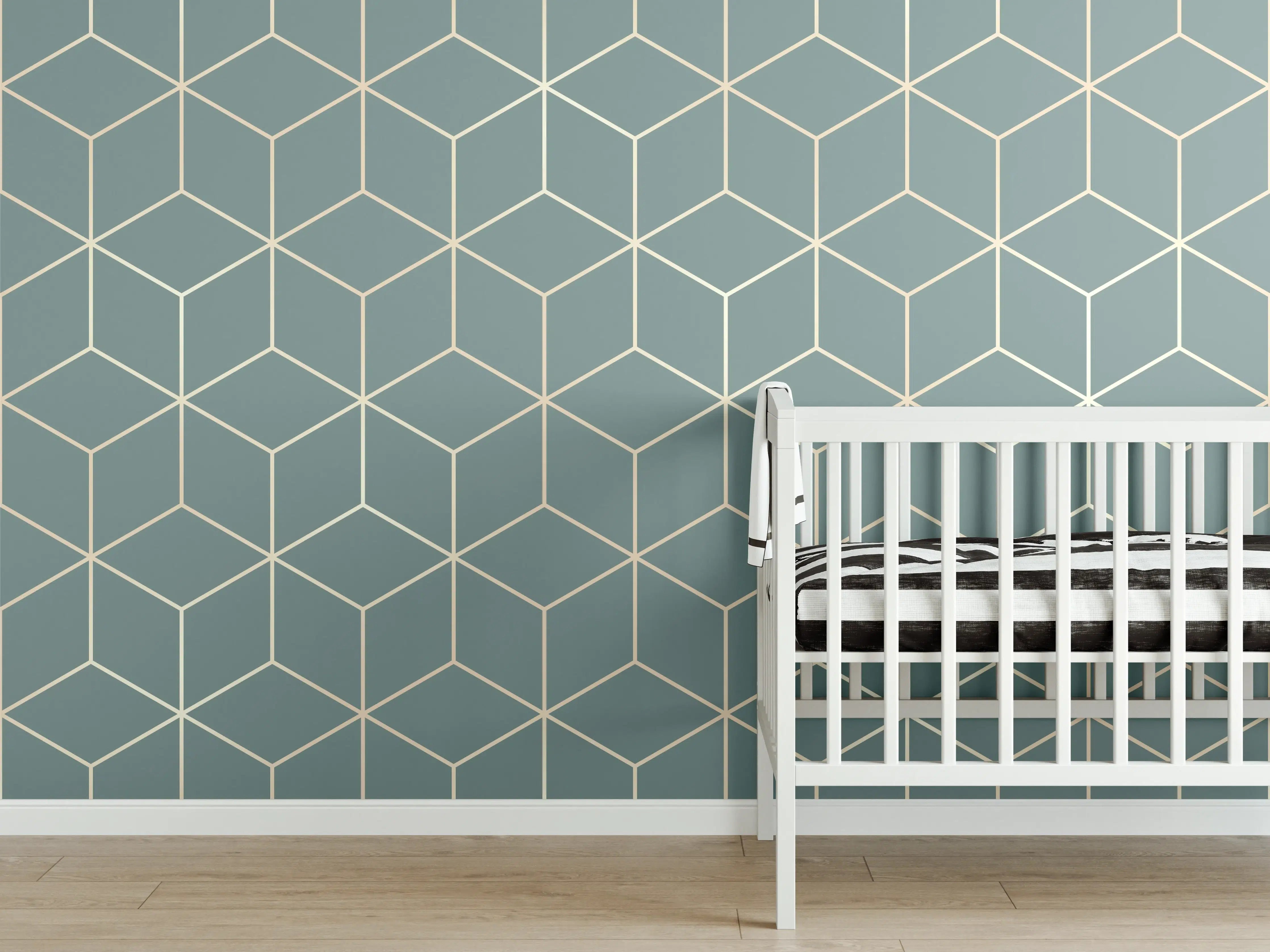 Babyzimmer Wandgestaltung - Geometrische Grau-Muster Tapete