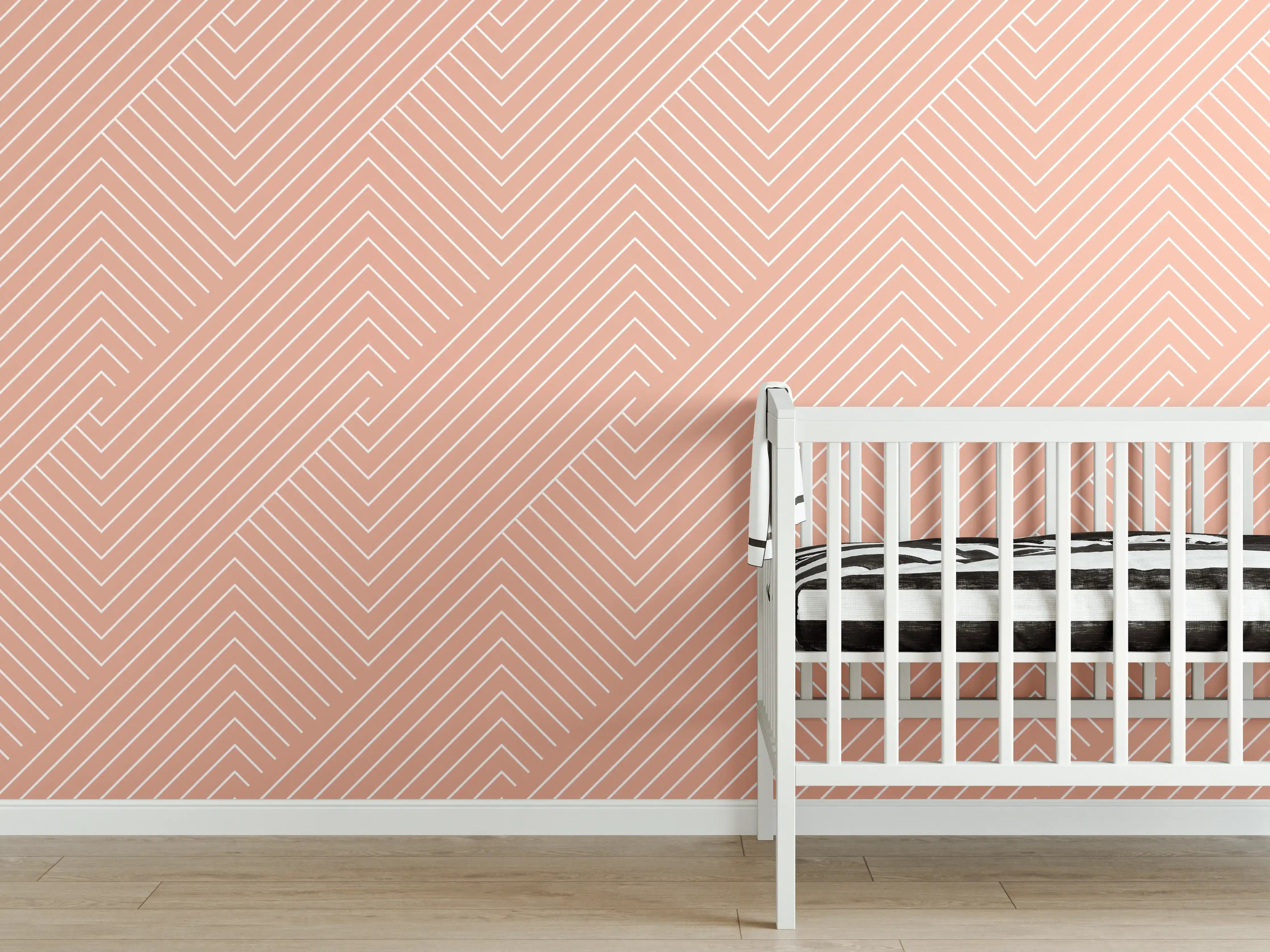 Babyzimmer Wandgestaltung - Geometrische Salmone-Textur