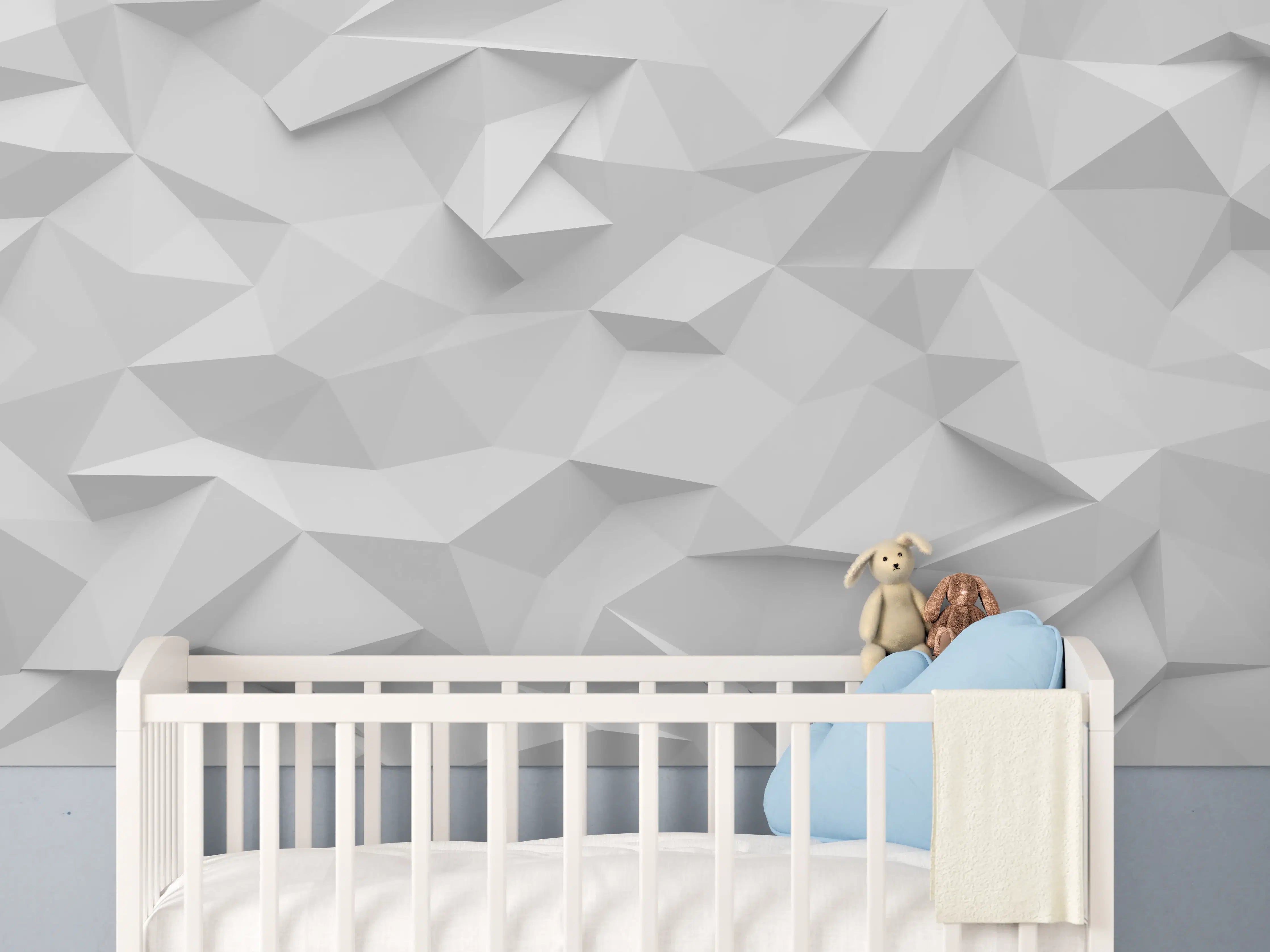 Babyzimmer Wandgestaltung - Geometrische Weiß-Grau Textur