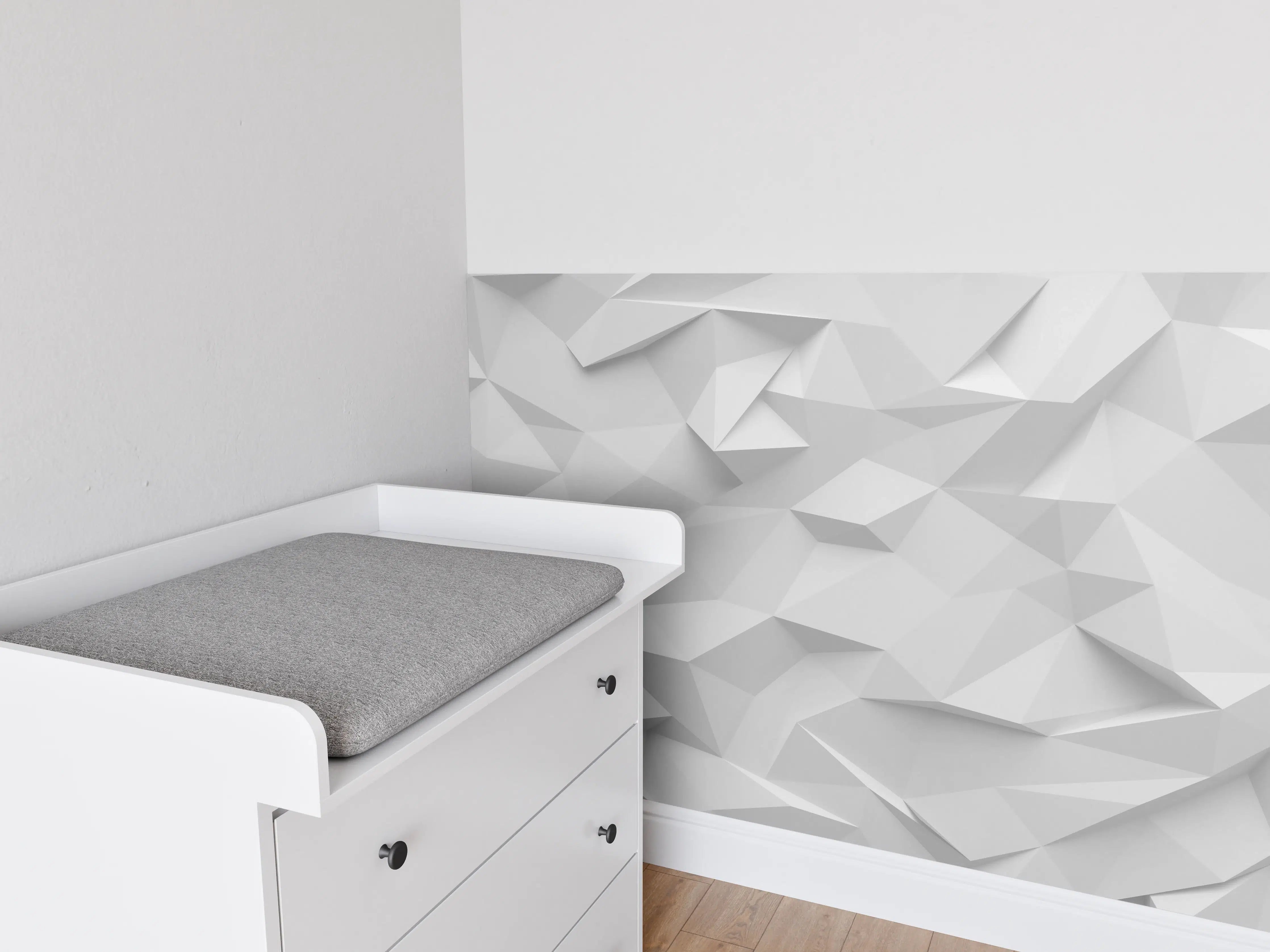 Babyzimmer Wandgestaltung - Geometrische Weiß-Grau Textur