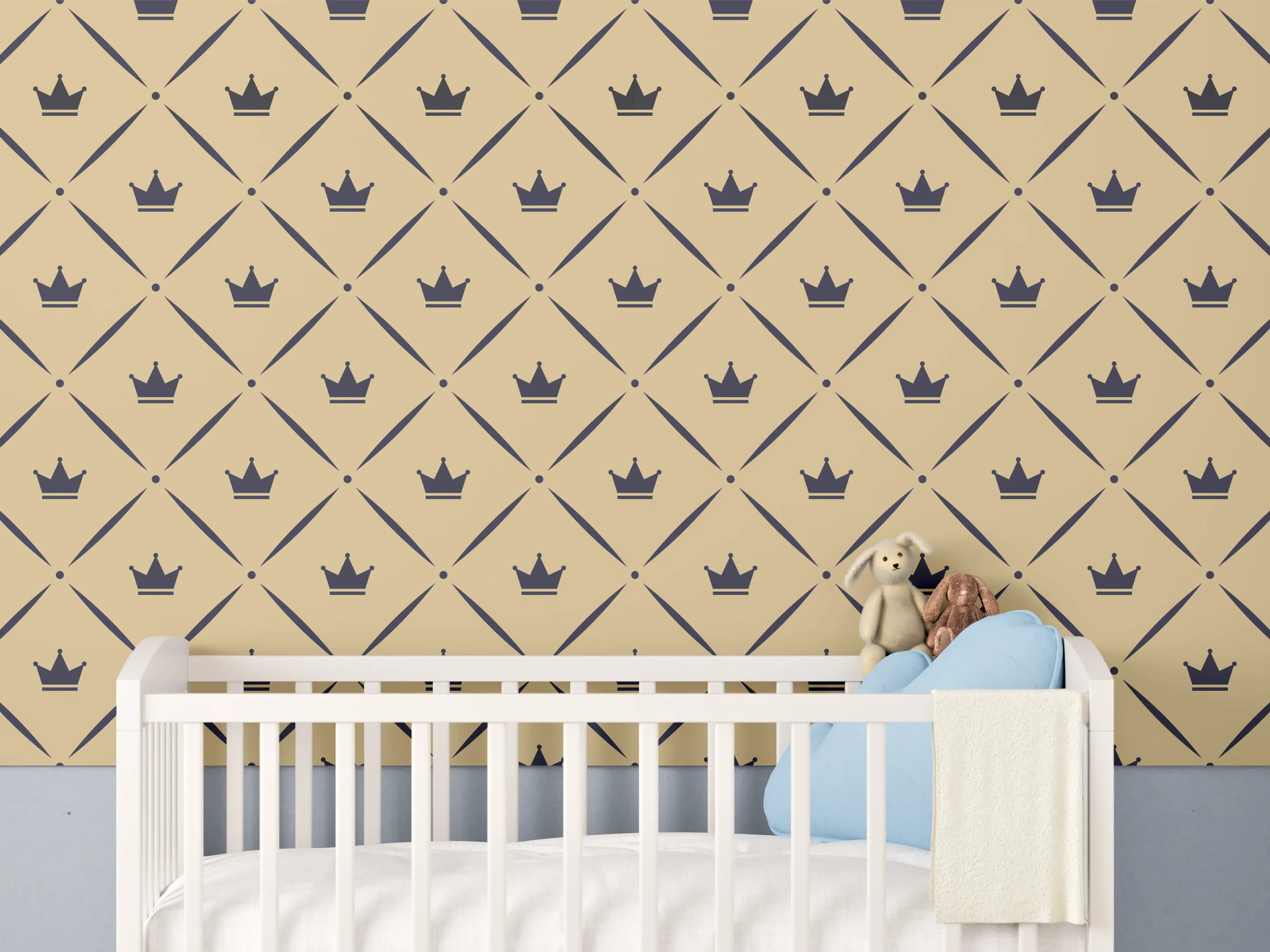 Babyzimmer Wandgestaltung - Geometrisches Beige-Braun Muster