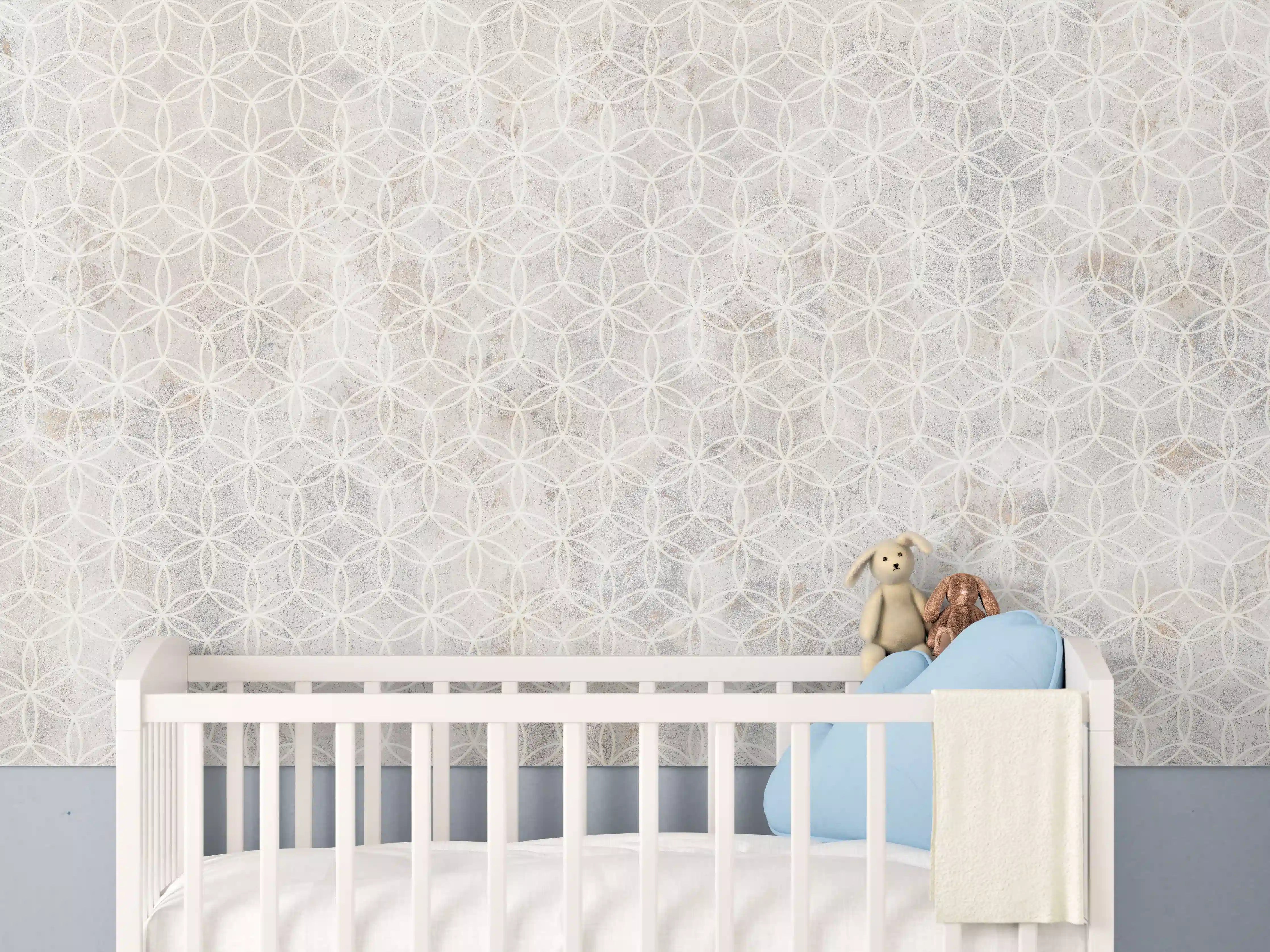 Babyzimmer Wandgestaltung - Geometrisches Beton Mosaik