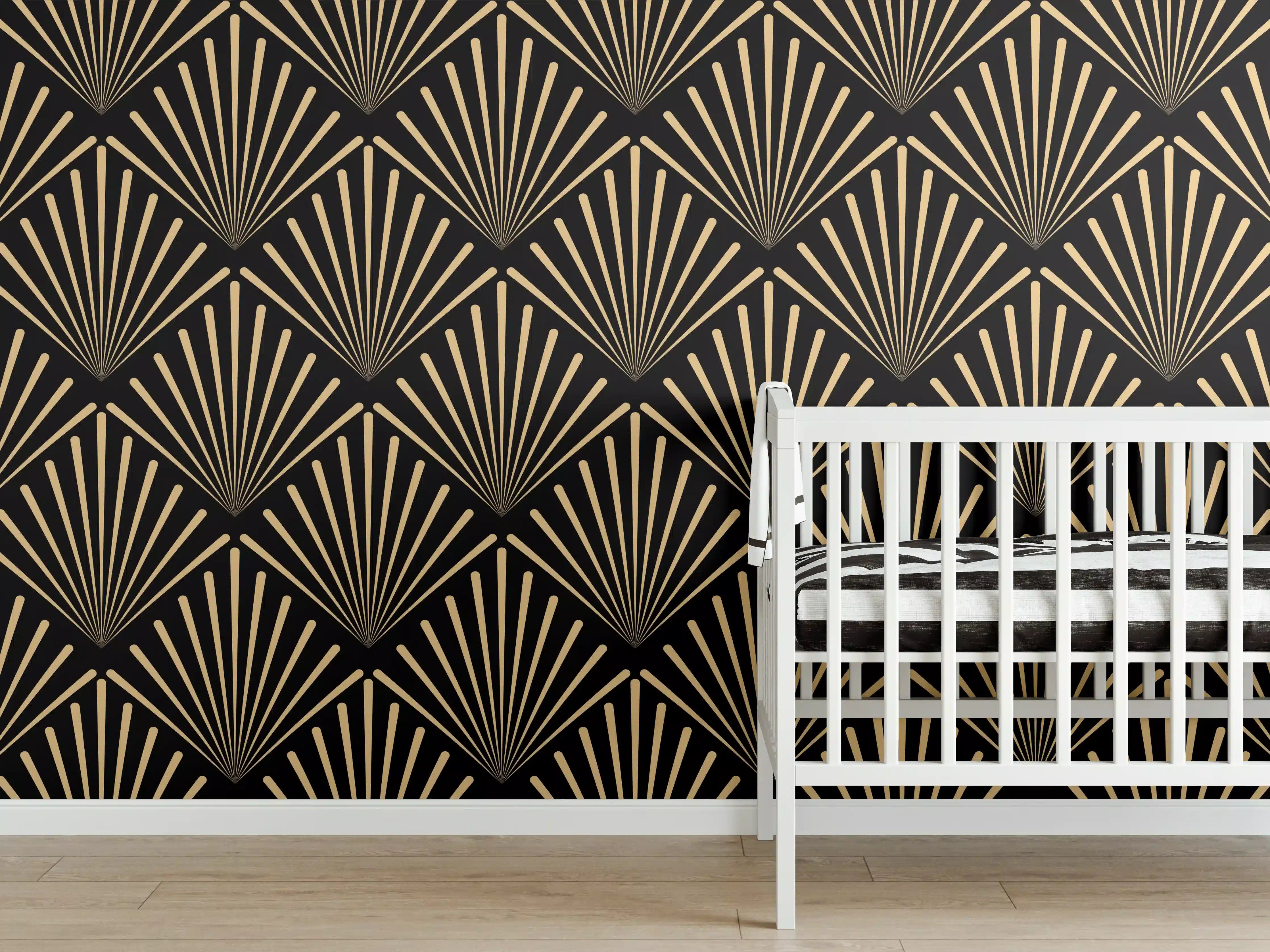 Babyzimmer Wandgestaltung - Geometrisches Goldmuster