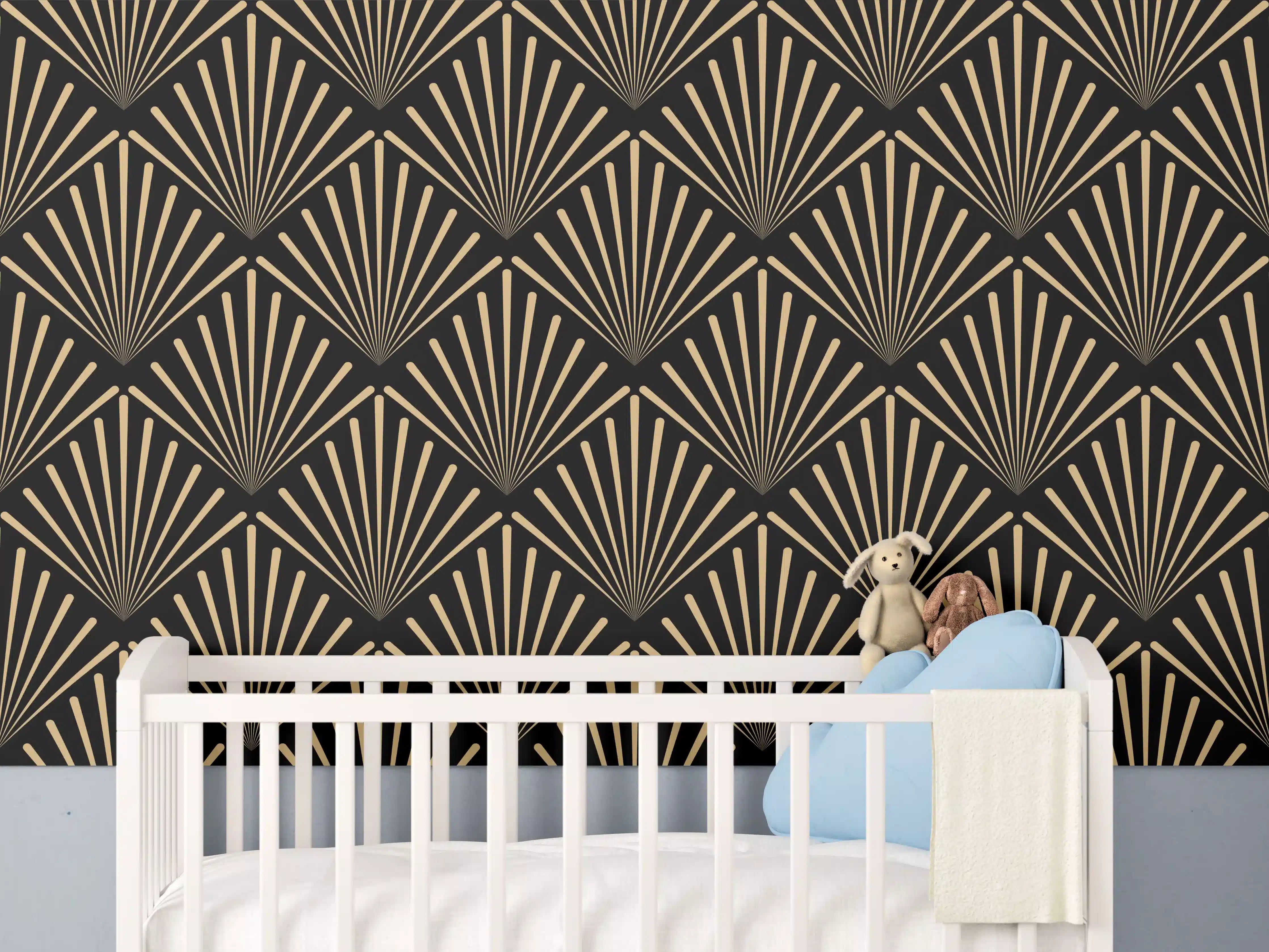 Babyzimmer Wandgestaltung - Geometrisches Goldmuster