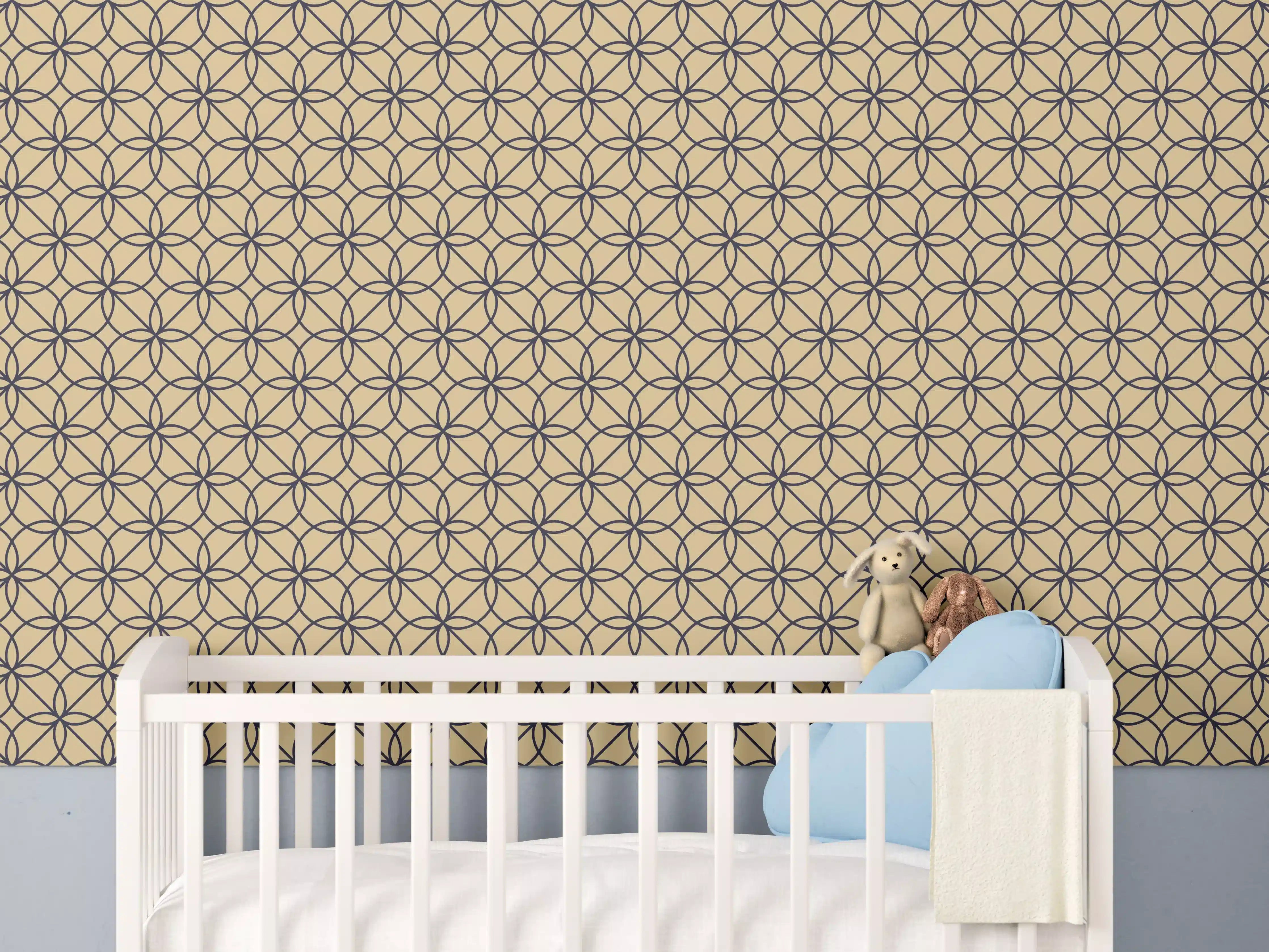Babyzimmer Wandgestaltung - Geometrisches Hellbraun Muster