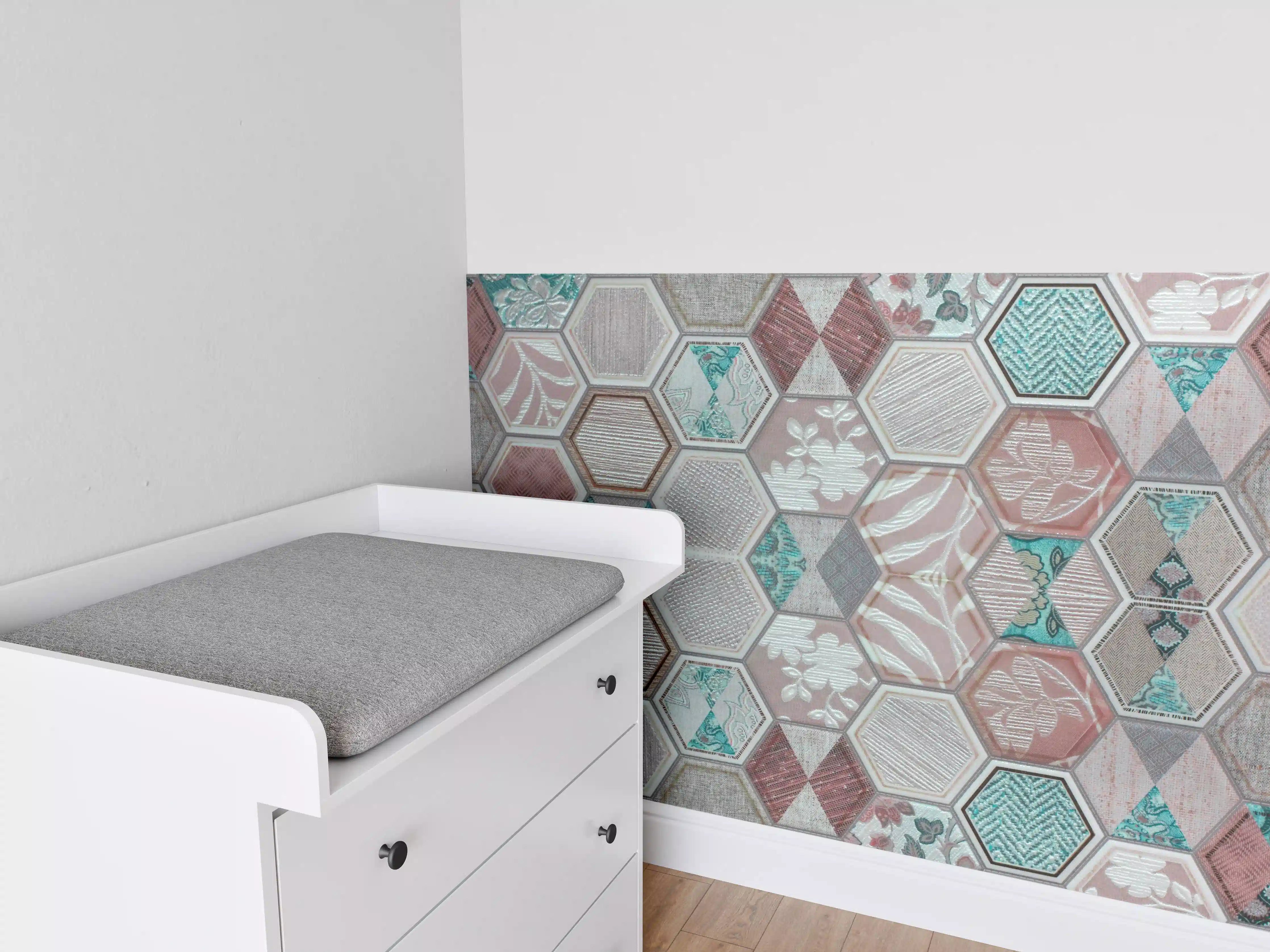 Babyzimmer Wandgestaltung - Geometrisches Hexagon-Mosaikmuster
