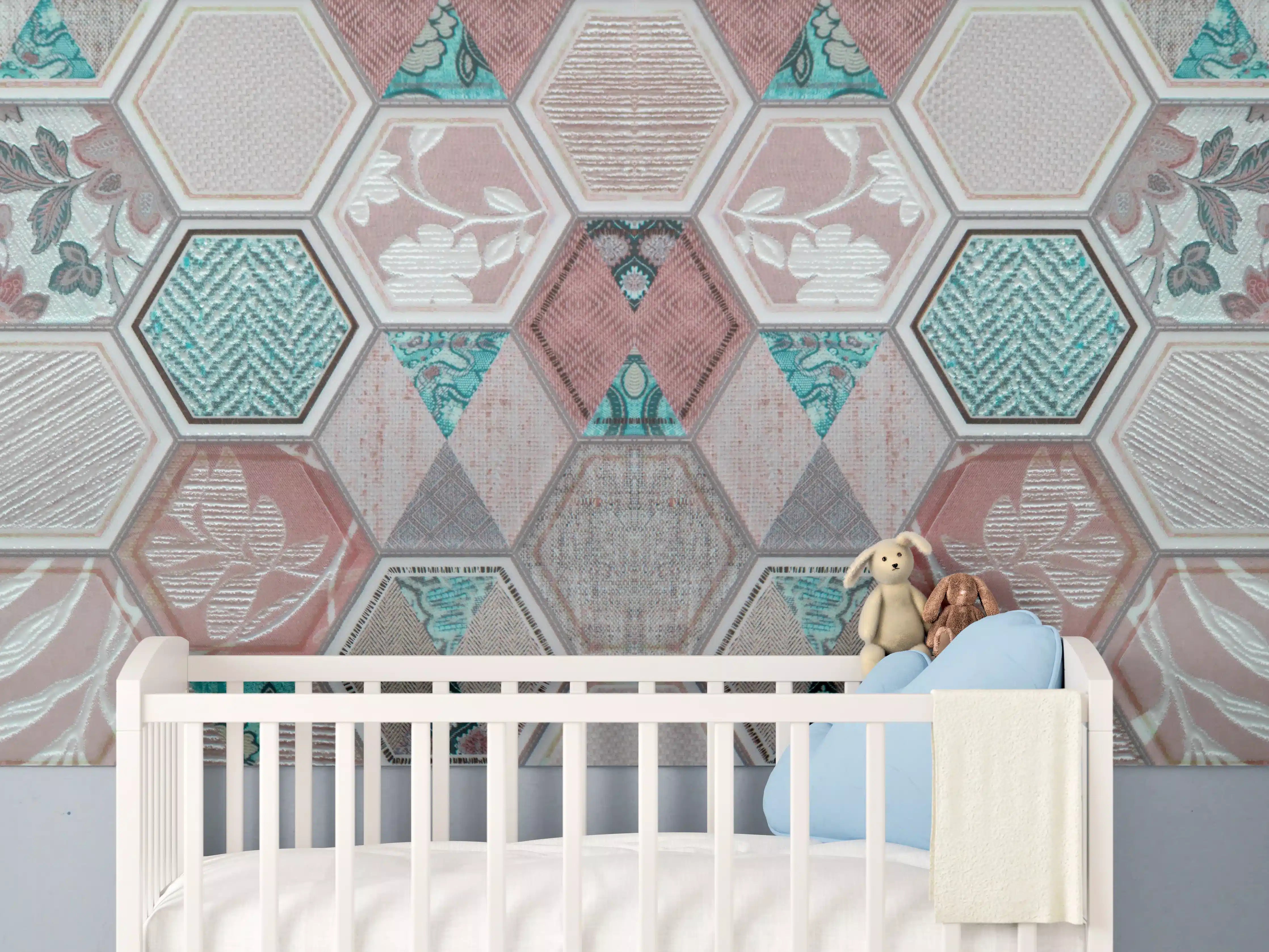 Babyzimmer Wandgestaltung - Geometrisches Muster Pastell