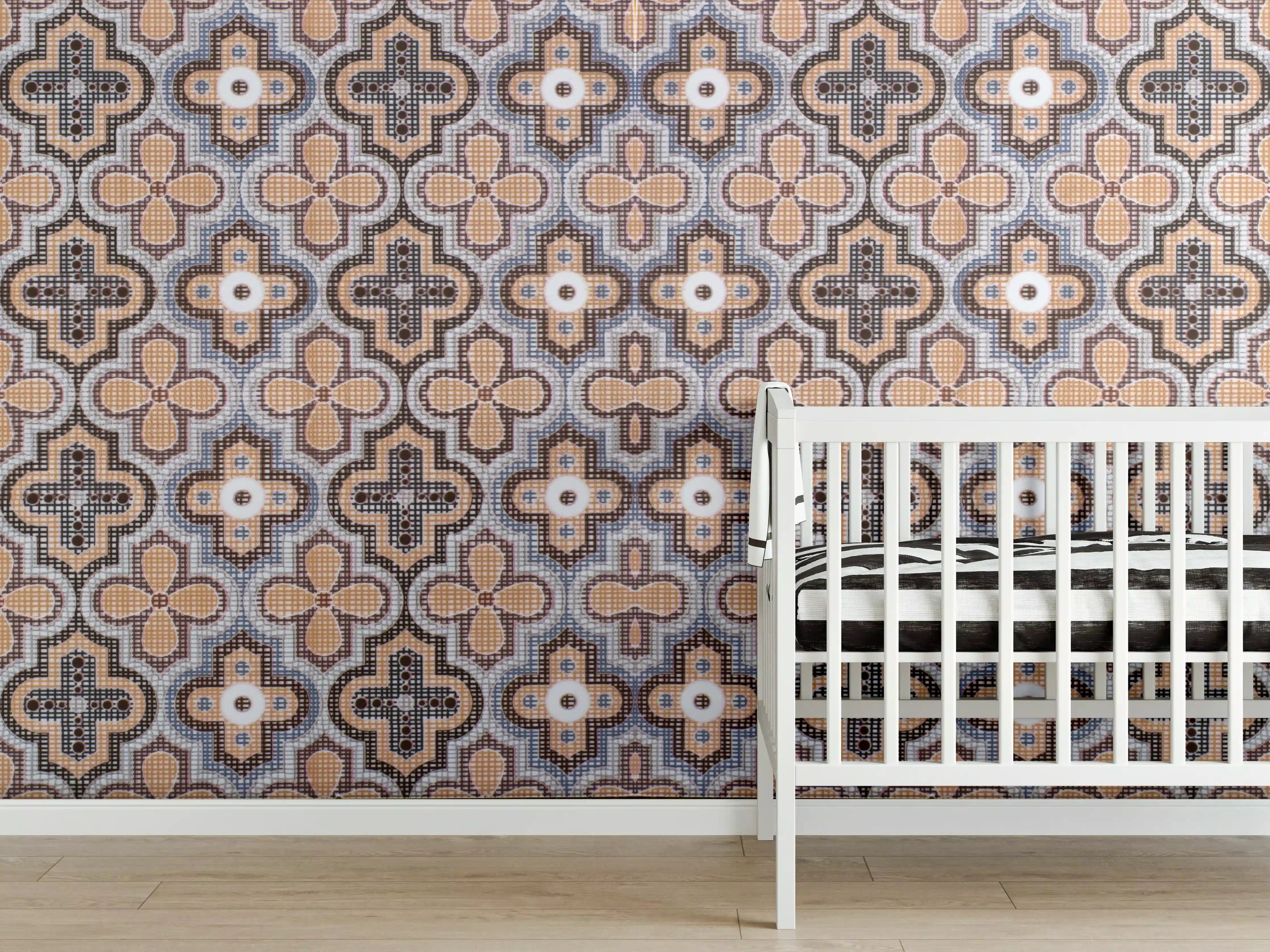 Babyzimmer Wandgestaltung - Geometrisches Retro-Muster