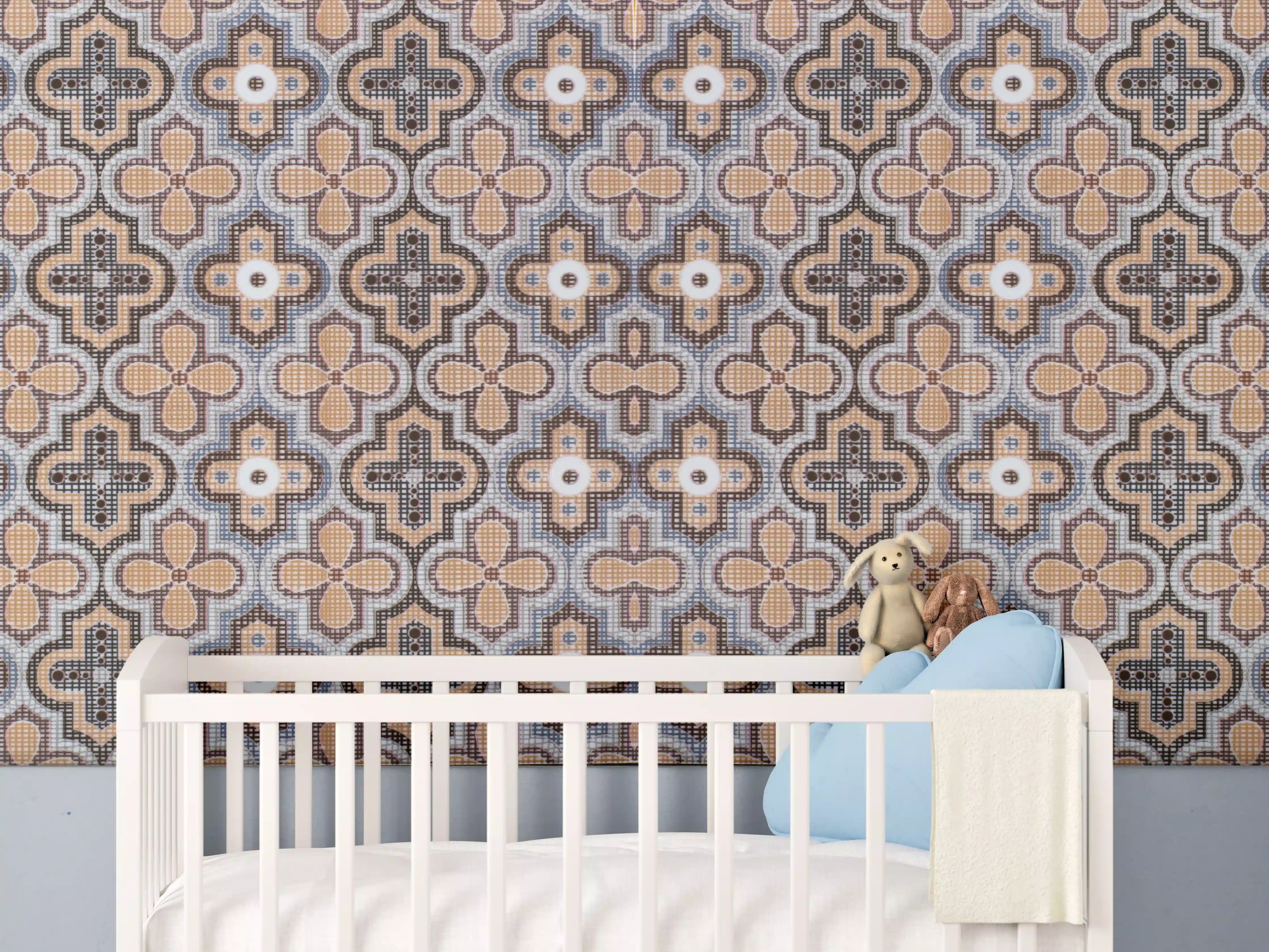 Babyzimmer Wandgestaltung - Geometrisches Retro-Muster