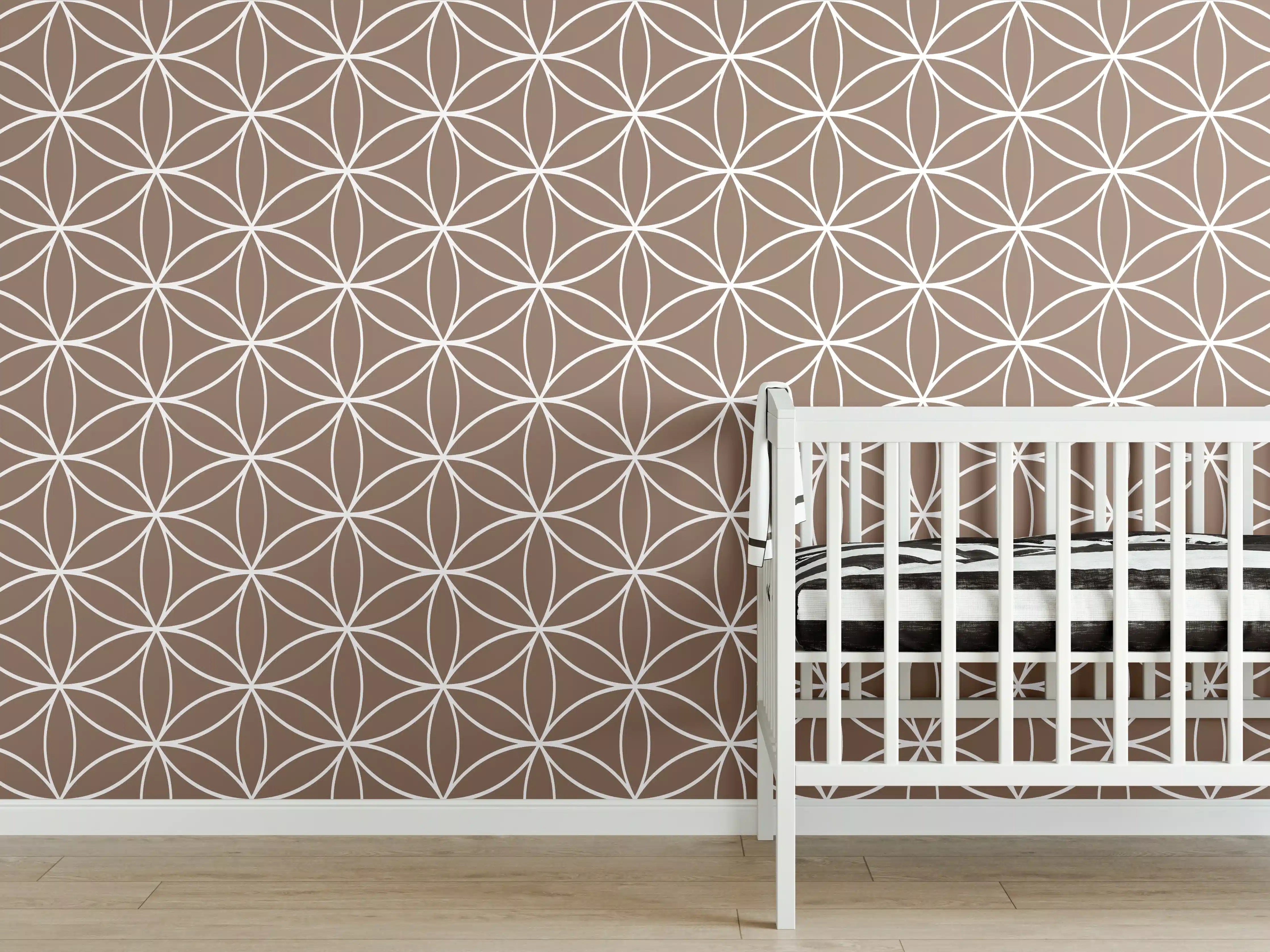 Babyzimmer Wandgestaltung - Geometrisches Wandmuster in warmem Braun