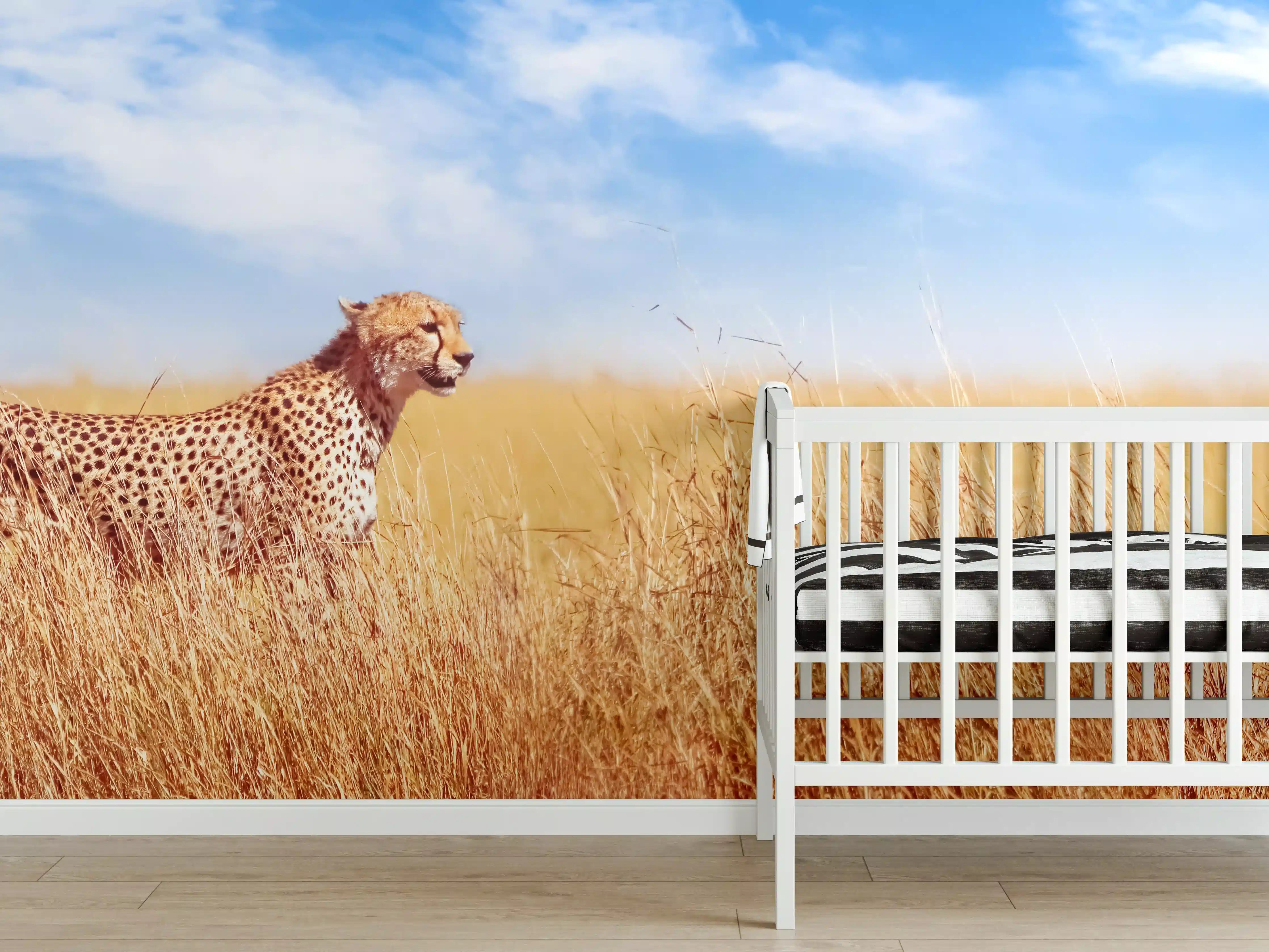 Babyzimmer Wandgestaltung - Gepard in der afrikanischen Savanne