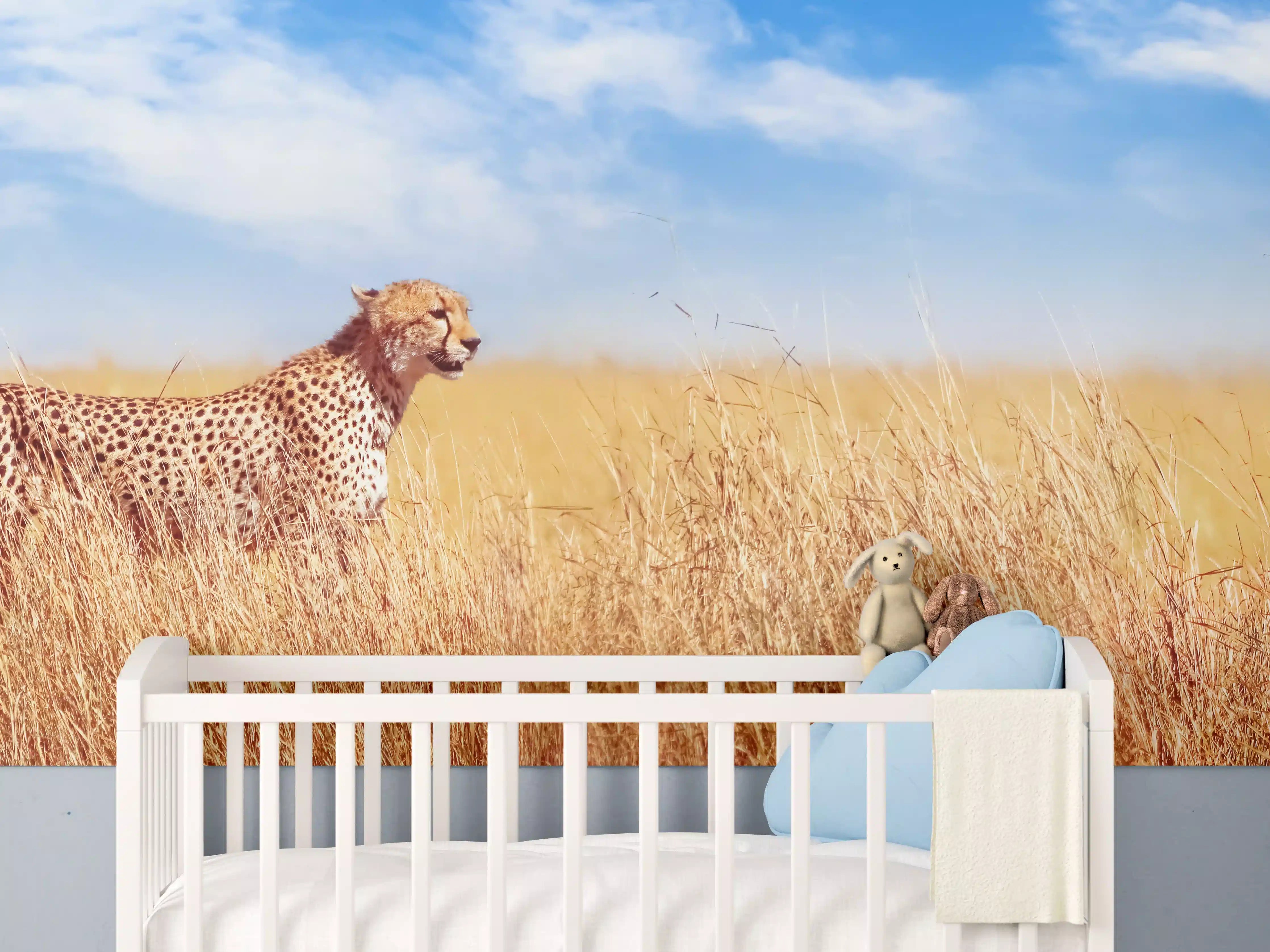 Babyzimmer Wandgestaltung - Gepard in der afrikanischen Savanne