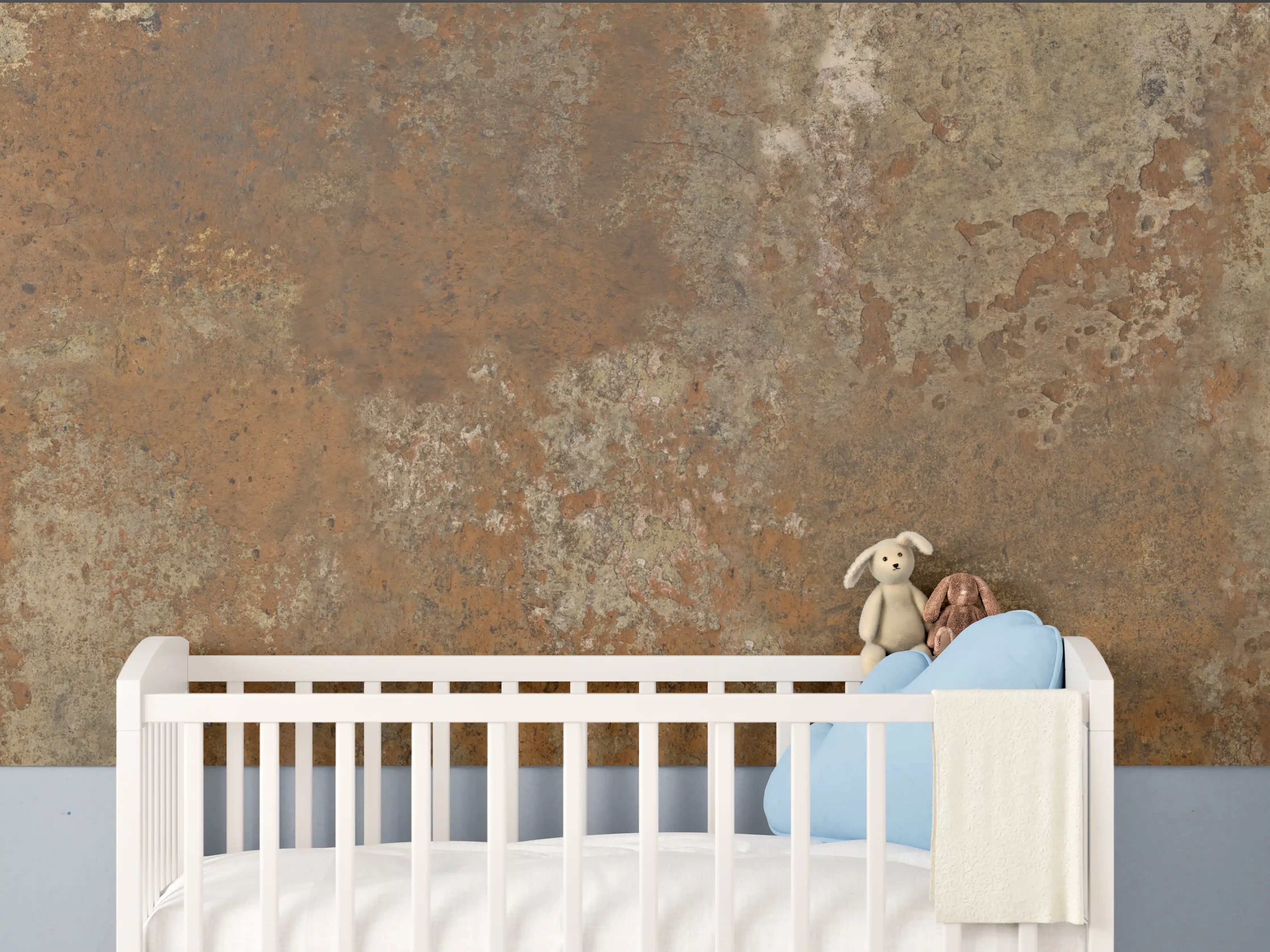 Babyzimmer Wandgestaltung - Gerösteter Metalltextur
