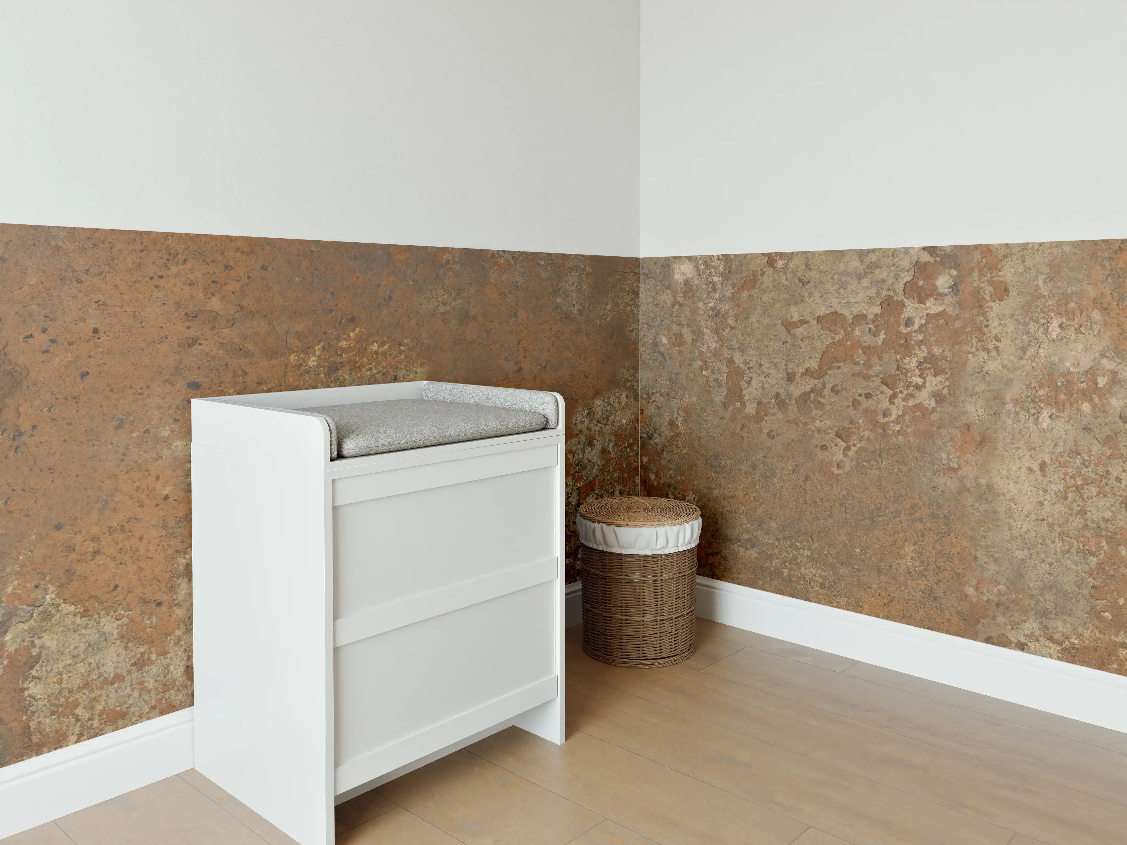 Babyzimmer Wandgestaltung - Gerösteter Metalltextur