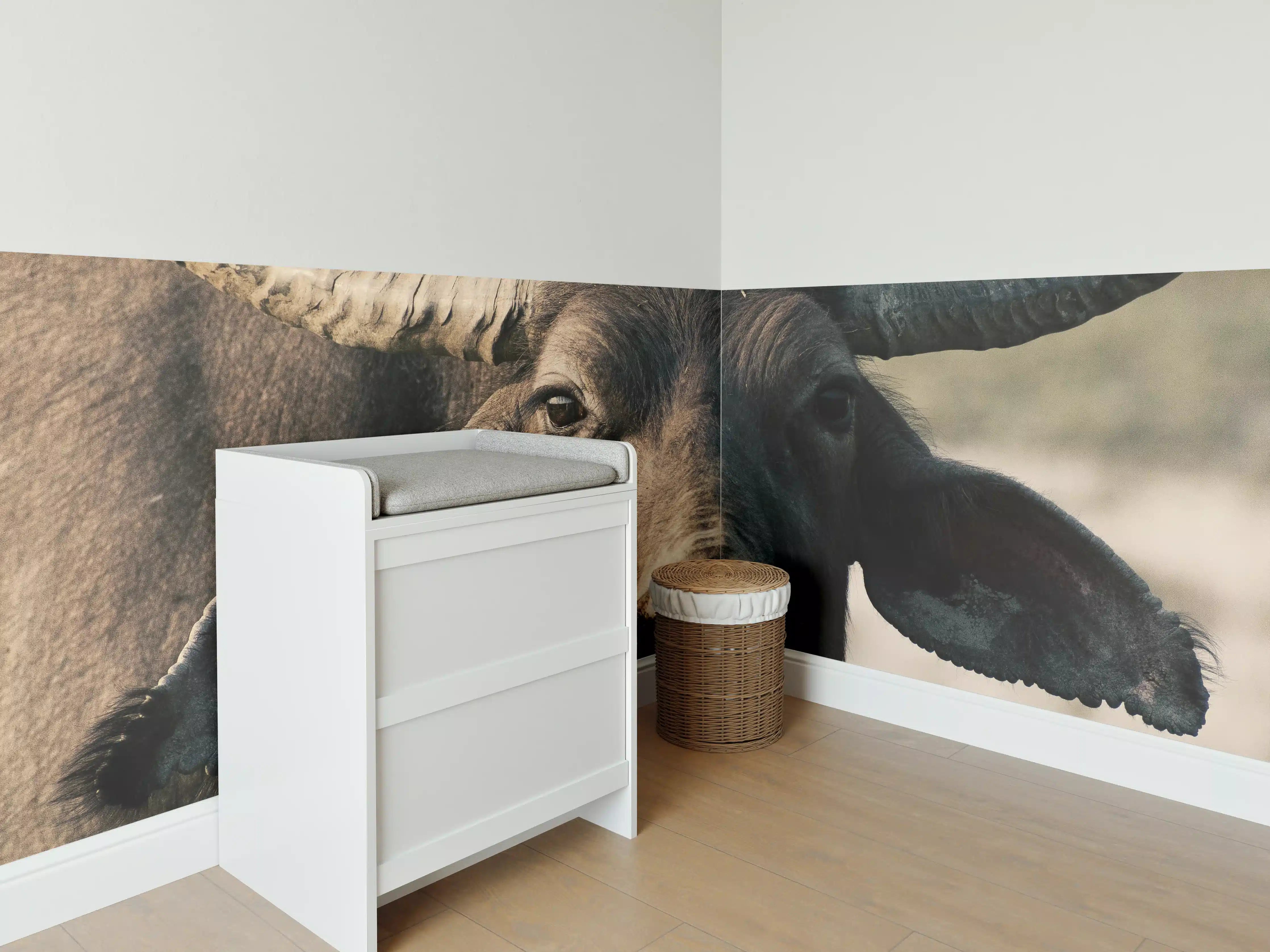 Babyzimmer Wandgestaltung - Gesicht eines Büffels