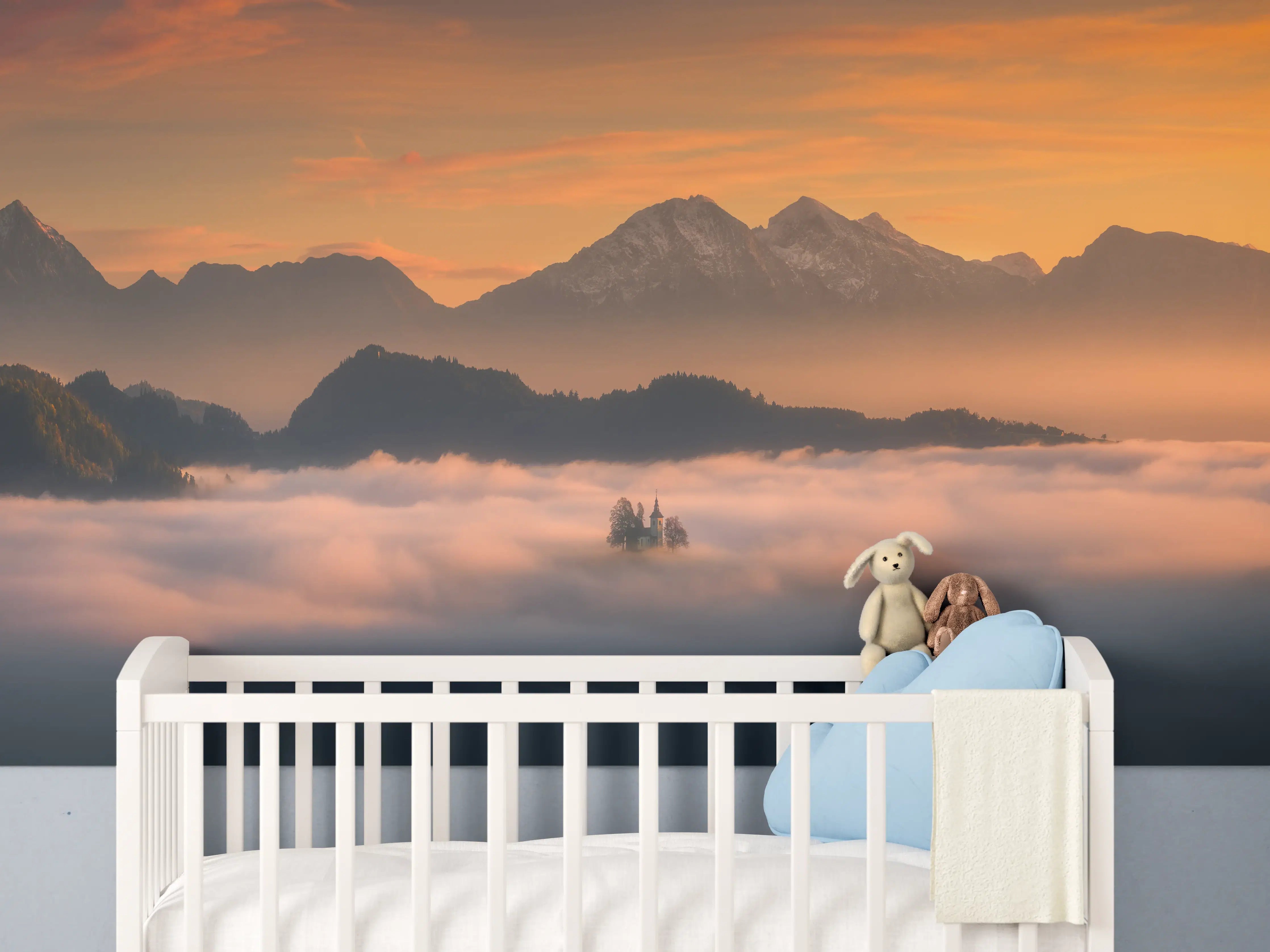 Babyzimmer Wandgestaltung - Gestaltete Keramikschale in Blau-Weiß, handgefertigtes Unikat